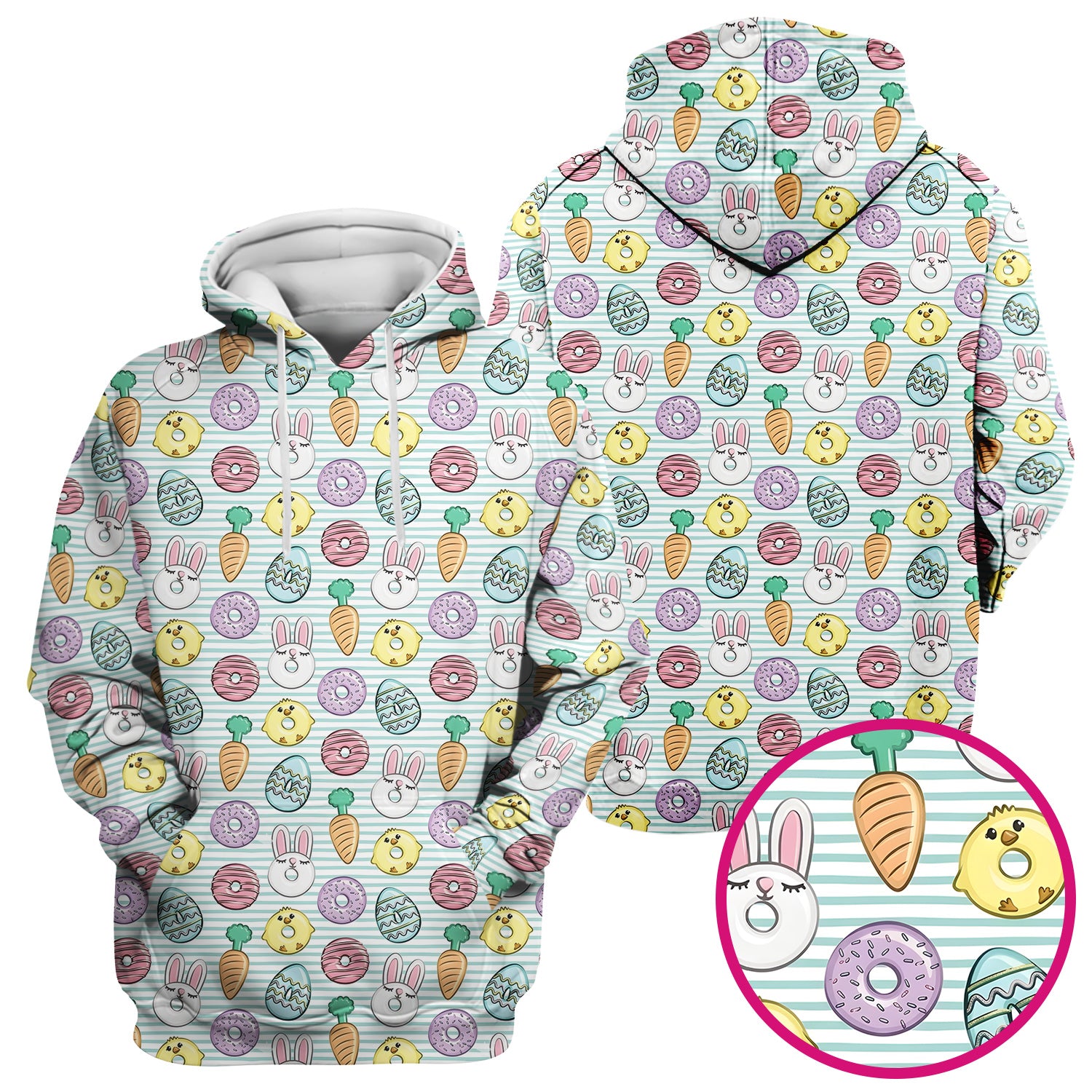 Funny Easter Chick Bunny Pattern Scrub Top, Breathable Fabrics Nursing Uniform