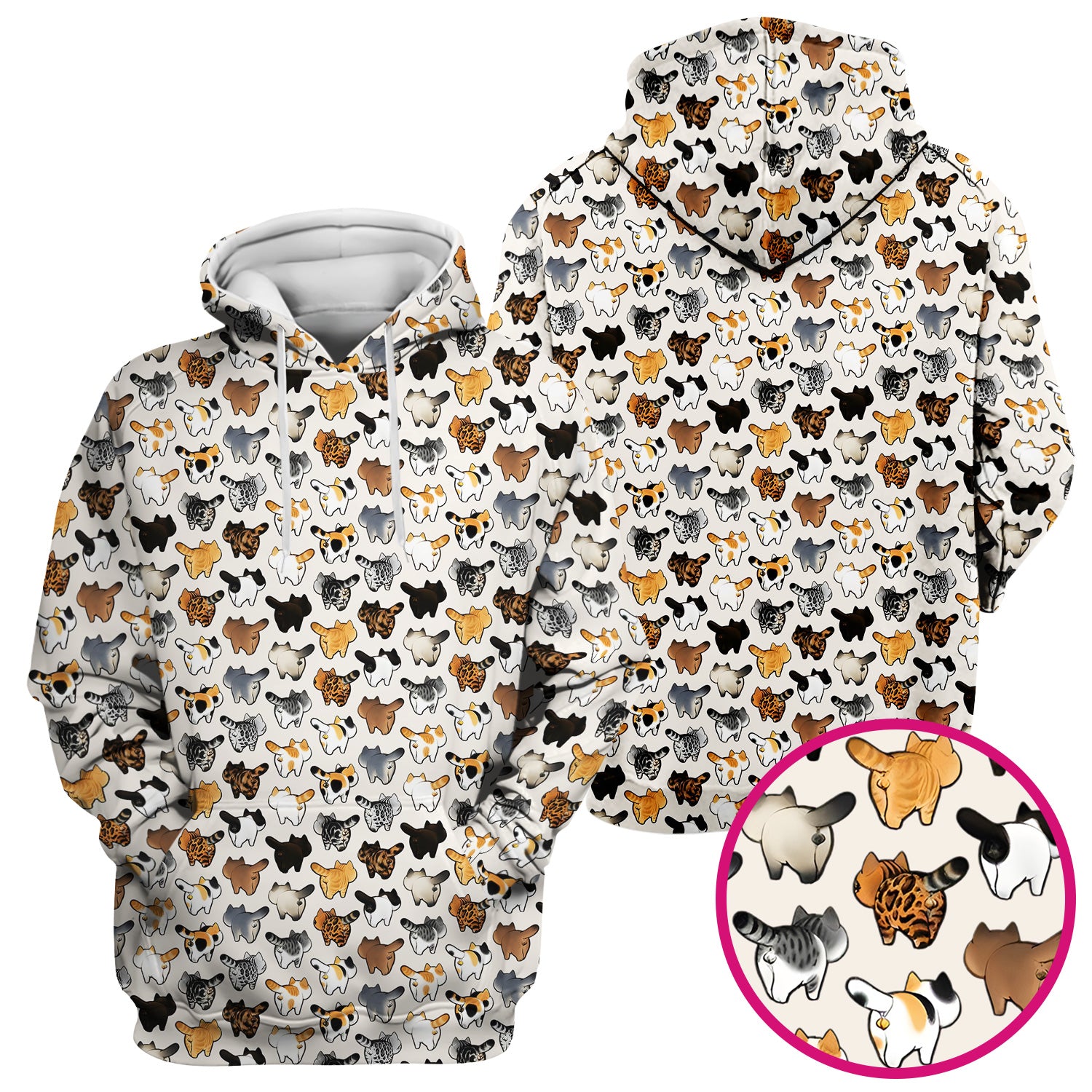 Cat Butt Pattern Medical Scrub Top, Breathable Fabrics Nursing Uniform