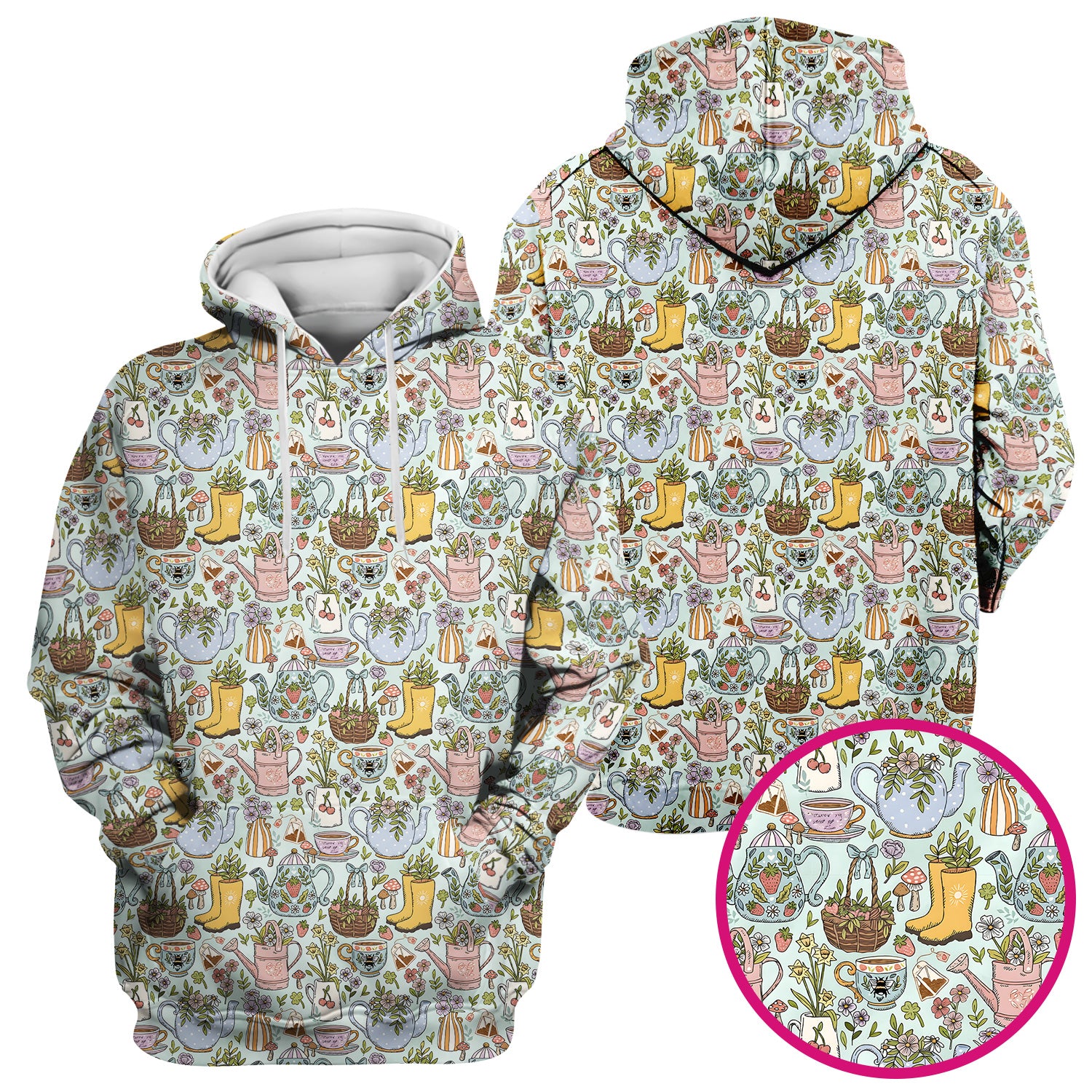 Garden Tea Party Floral Print Scrub Top, Comfortable Scrubs for Nurses