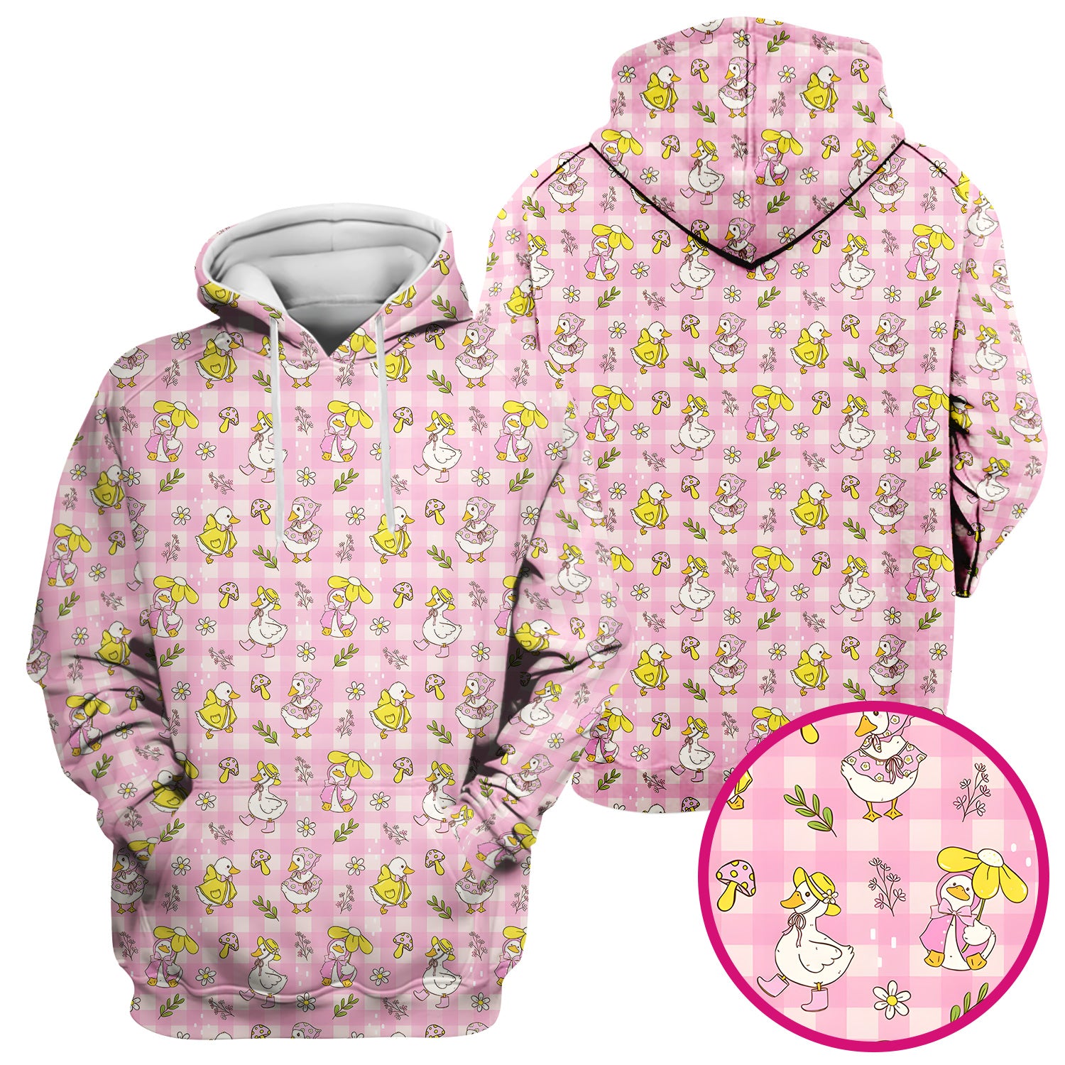 Spring Duckling Gingham Pattern Scrub Top, Comfortable Scrubs for Nurses