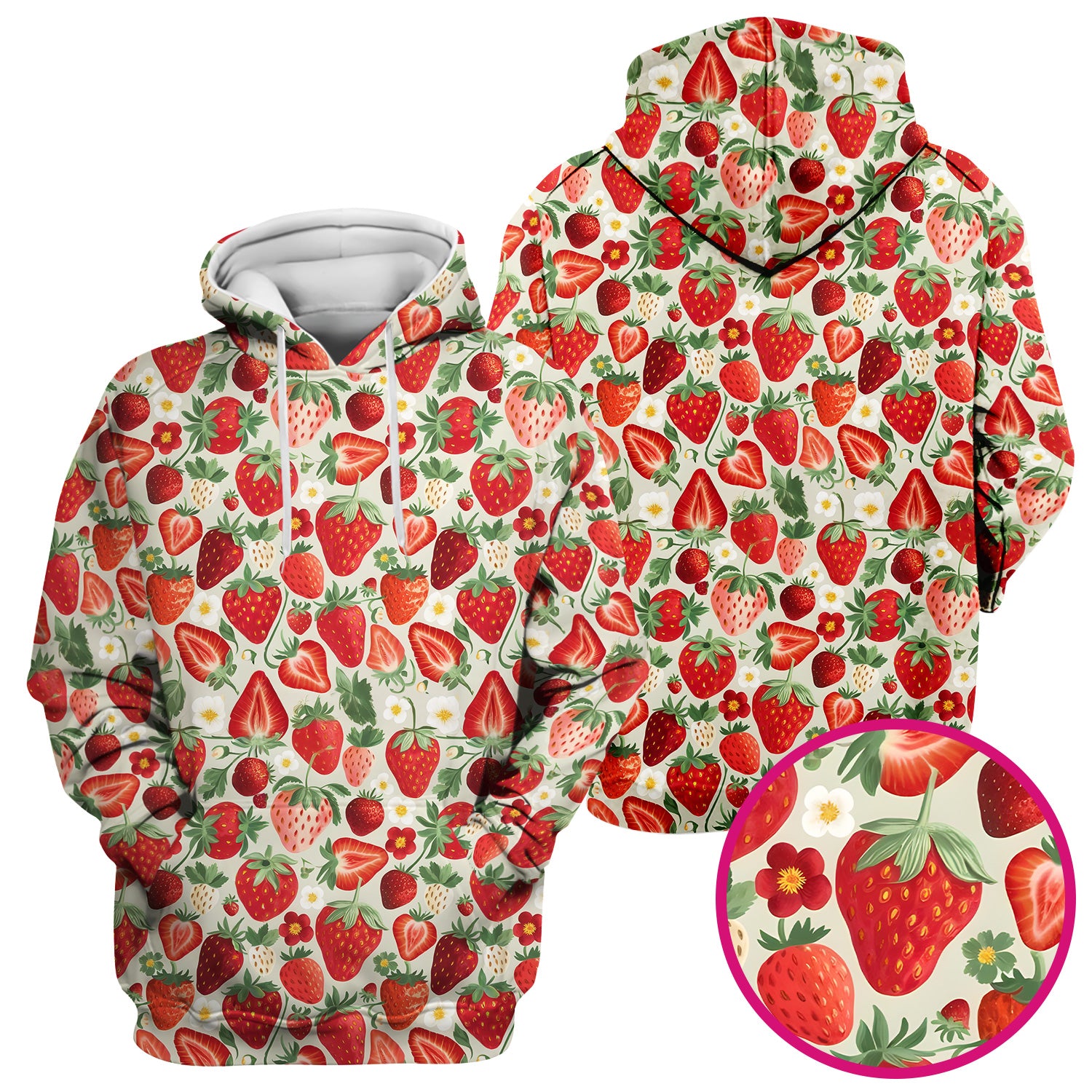 Fresh Strawberry Pattern Leaves Scrubs Top, Comfortable Scrubs for Nurses