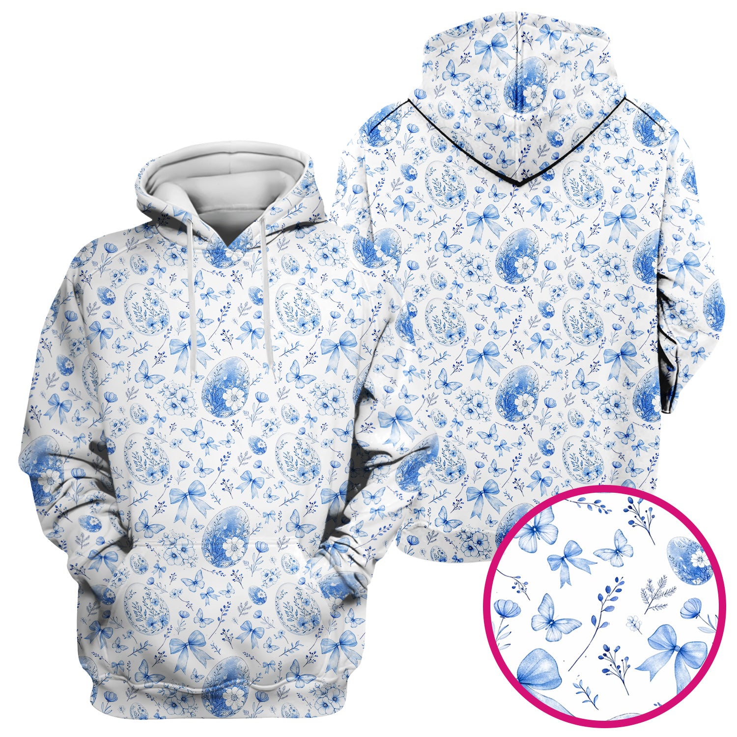Butterfly Floral Bow Vintage Pattern Scrub Top, Breathable Fabrics Nursing Uniform