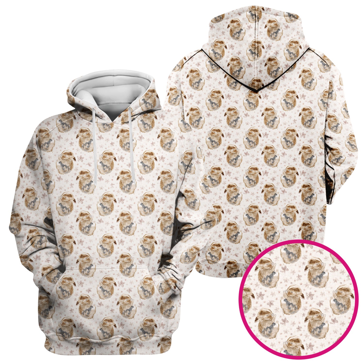 Cute Sleeping Bunny Floral Meadow Pattern Nurse Scrub Top, Comfortable Scrubs for Nurses
