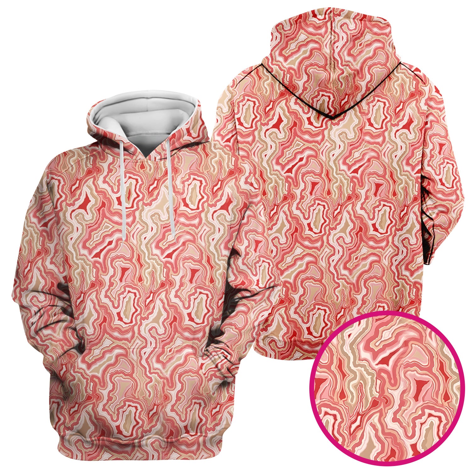 Pink Marble Swirl Abstract Pattern Scrub Top, Comfortable Scrubs for Nurses