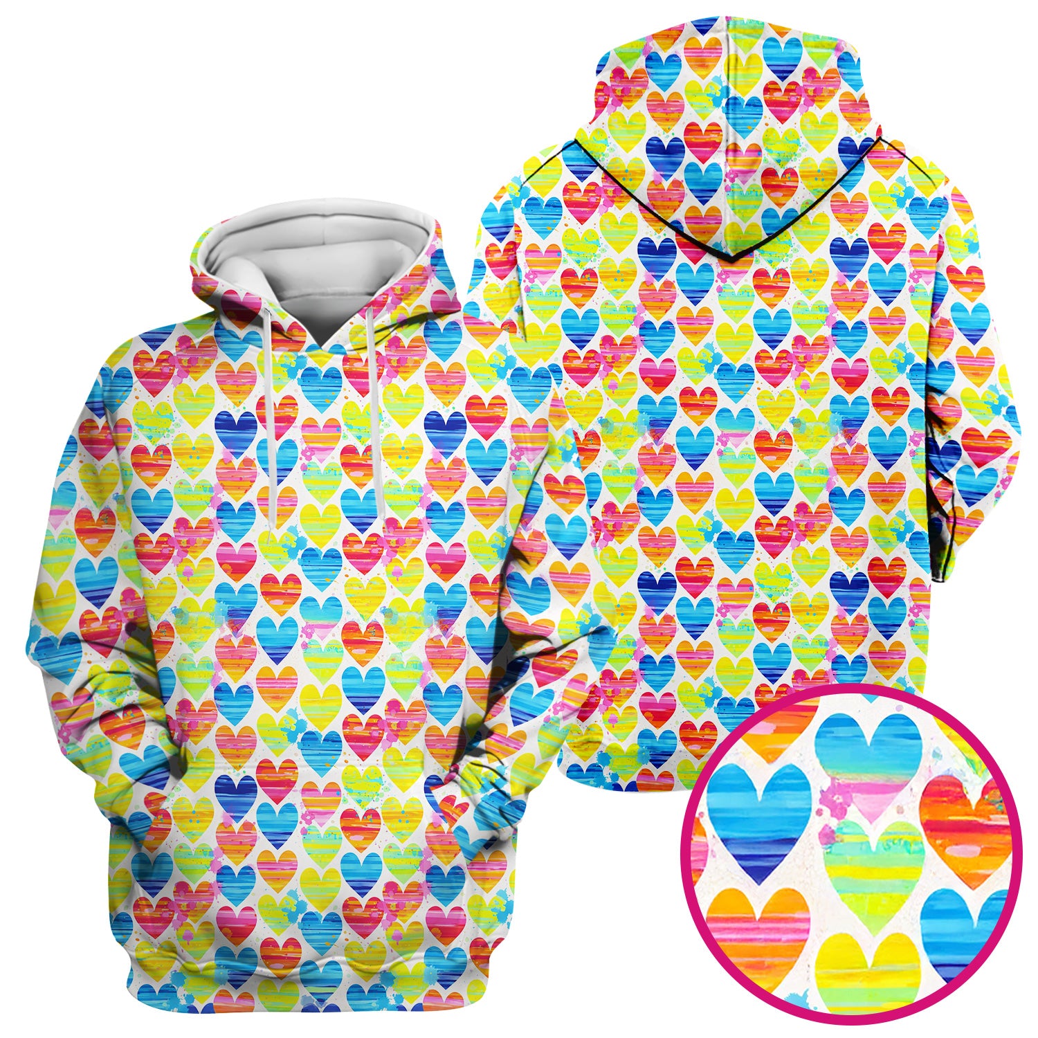 Bright Multicolor Rainbow Heart All Over Print Pattern Scrub, Comfortable Scrubs for Nurses