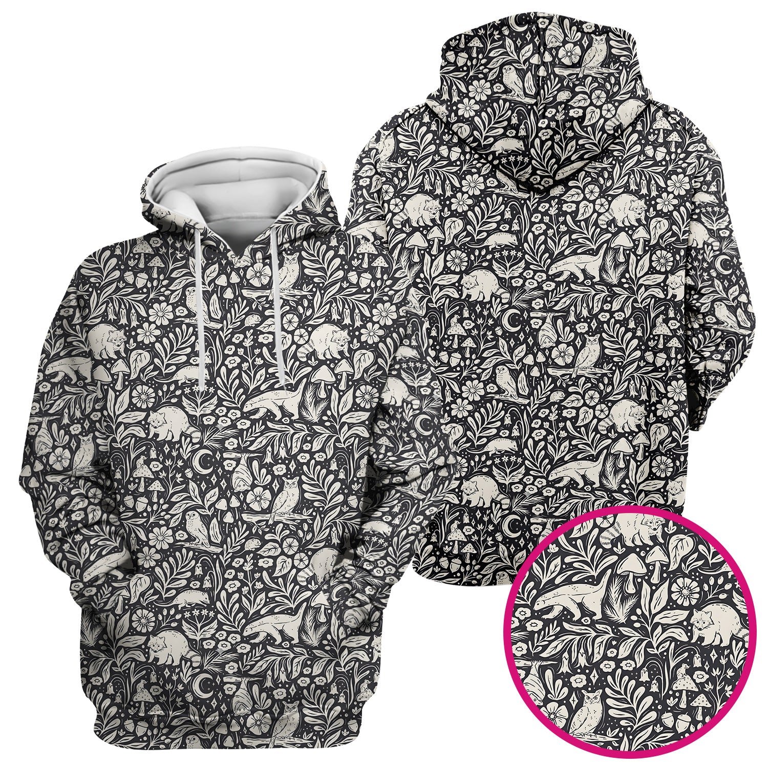 Woodland Animal Forest Pattern Scrub Top, Comfortable Scrubs for Nurses