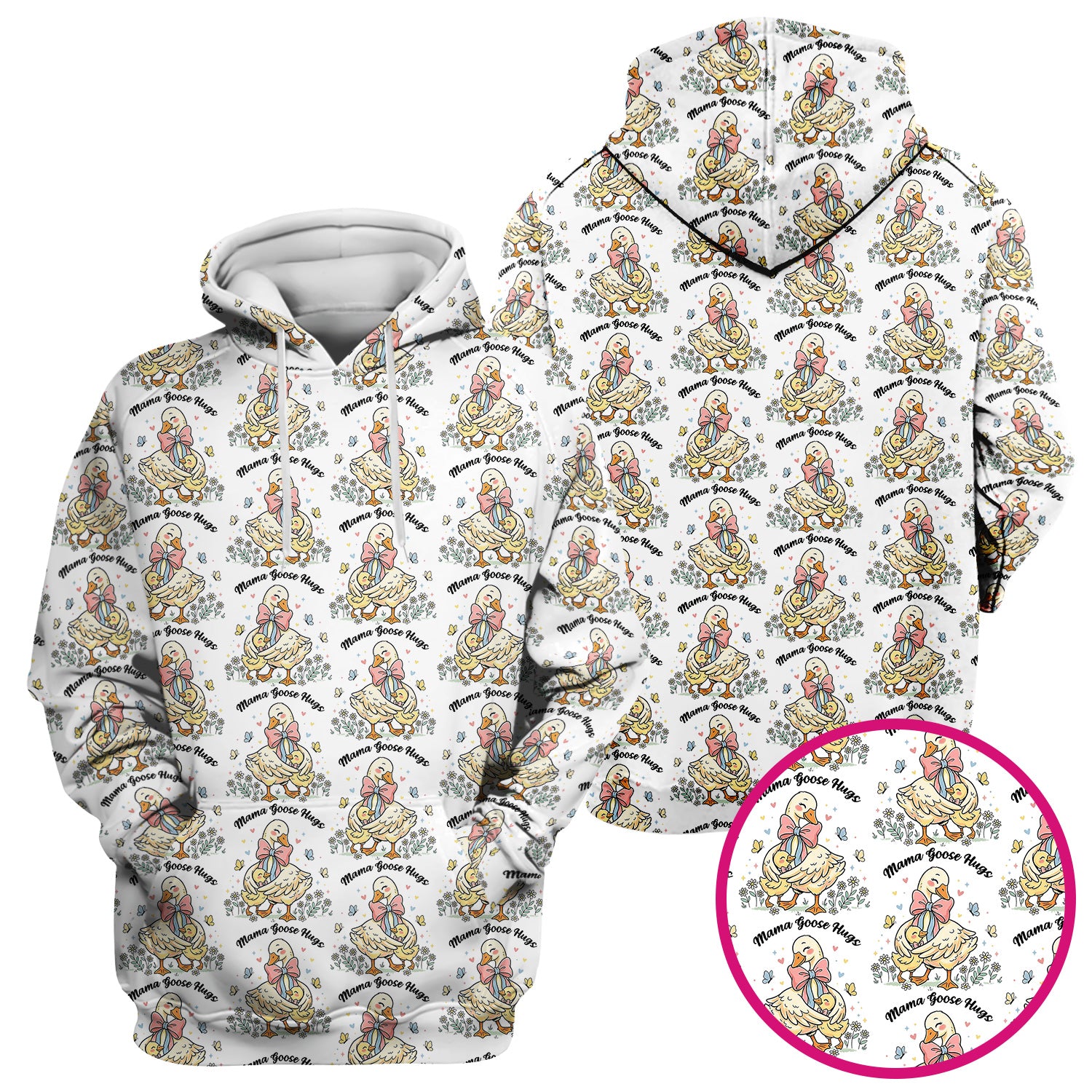 Cute Mama Goose Hug Pattern Scrub Top, Comfortable Scrubs For Nurses