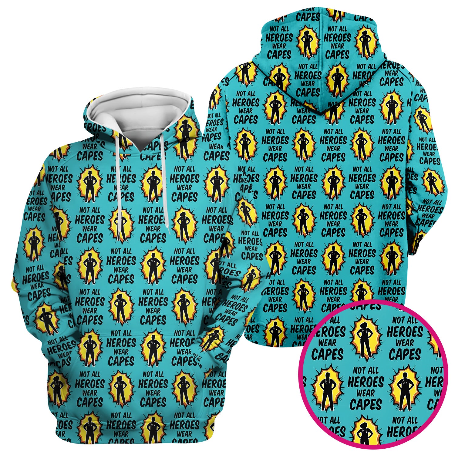 Not All Heroes Wear Capes Nurse Pattern Scrub Top, Comfortable Scrubs for Nurses