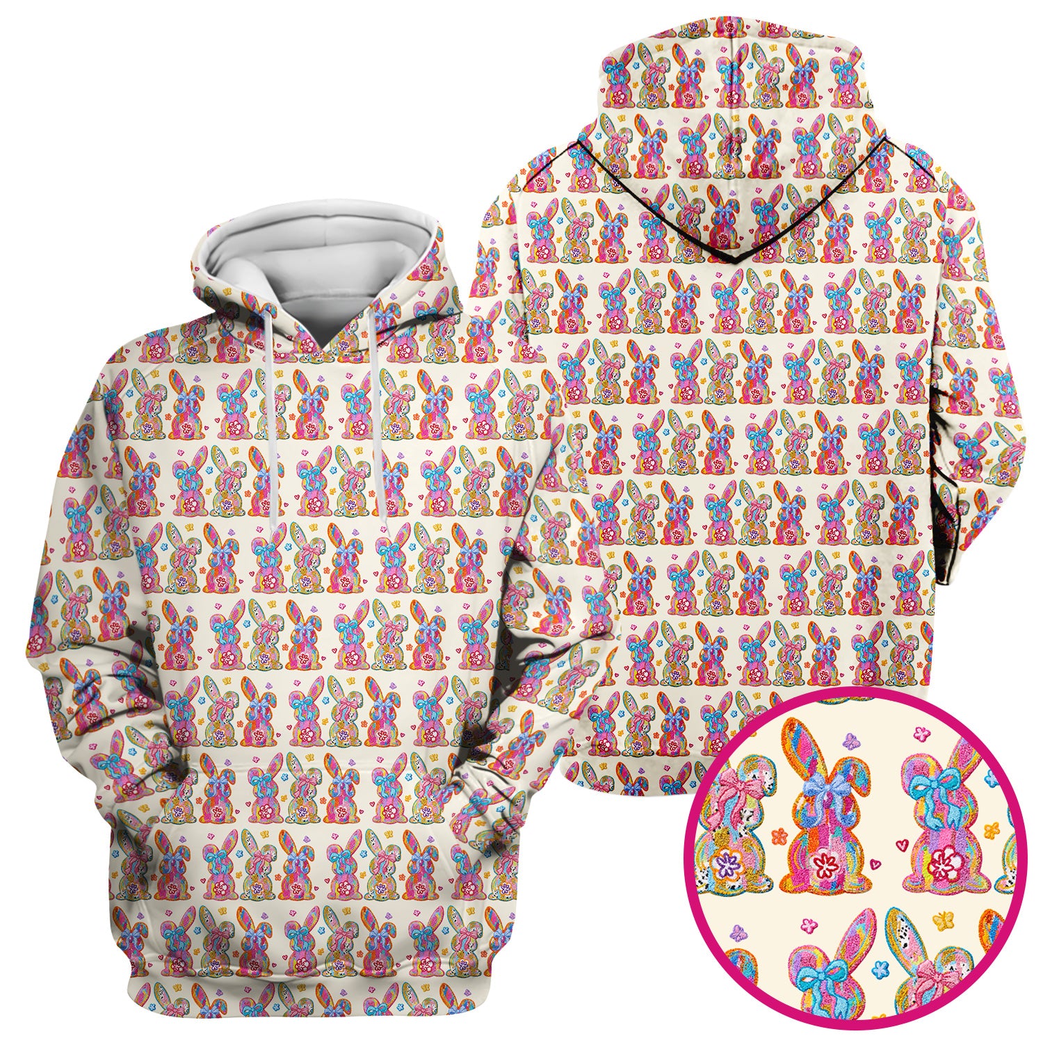 Cute Pastel Bunny Floral Pattern Scrub Top, Comfortable Scrubs for Nurses, Easter