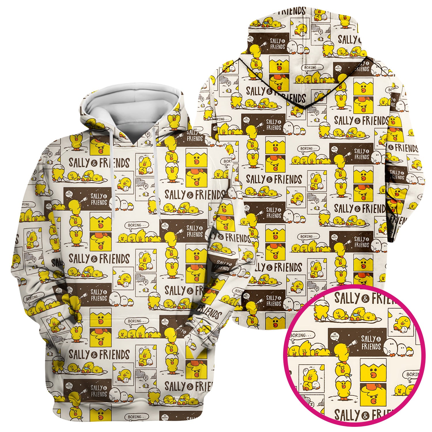 Cute Cartoon Chick Comic Pattern Scrub Top, Comfortable Scrubs for Nurses