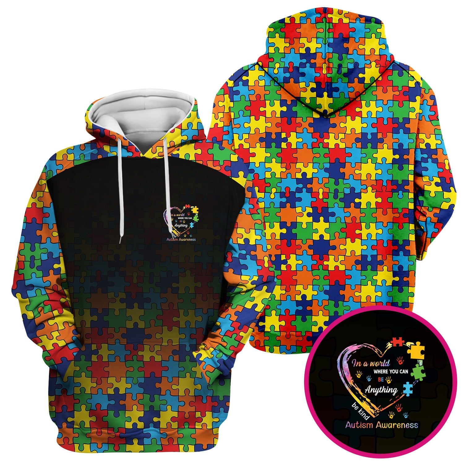 Autism Awareness Nurse Scrub Top, Puzzle Heart Print Full Design, Gift for Nurse