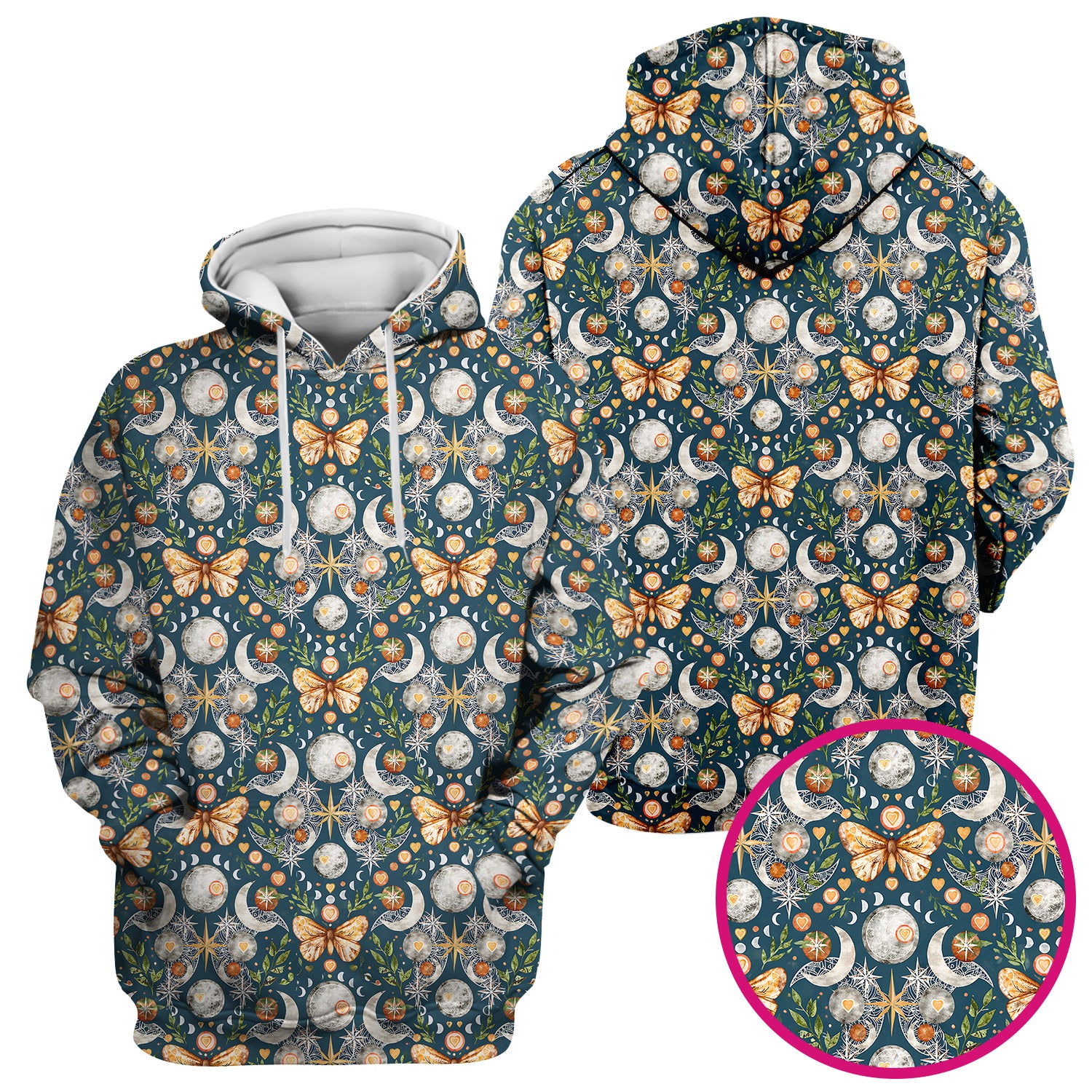 Celestial Butterfly Moonlight Pattern Scrub Top, Comfortable Scrubs for Nurses