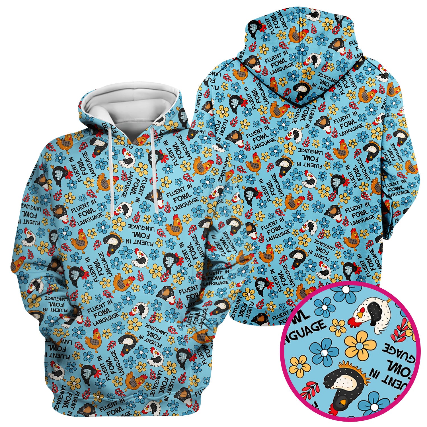 Funny Chicken Fluent in Fowl Language Pattern Scrub Top, Comfortable Scrubs for Nurses