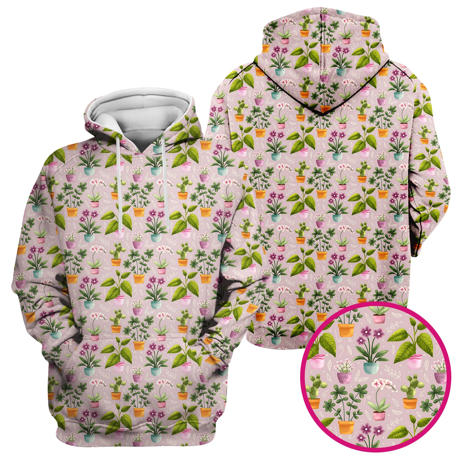 Potted Plant Orchid Cactus Pattern Scrub Top, Comfortable Scrubs for Nurses
