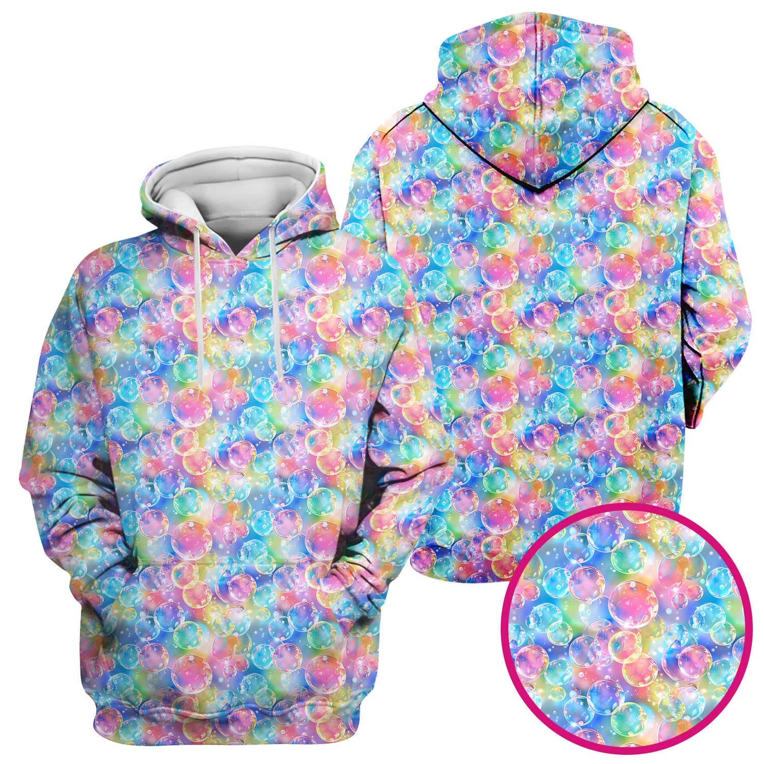 Colorful Floating Soap Bubble Pattern Scrub Top, Breathable Fabrics Nursing Uniform