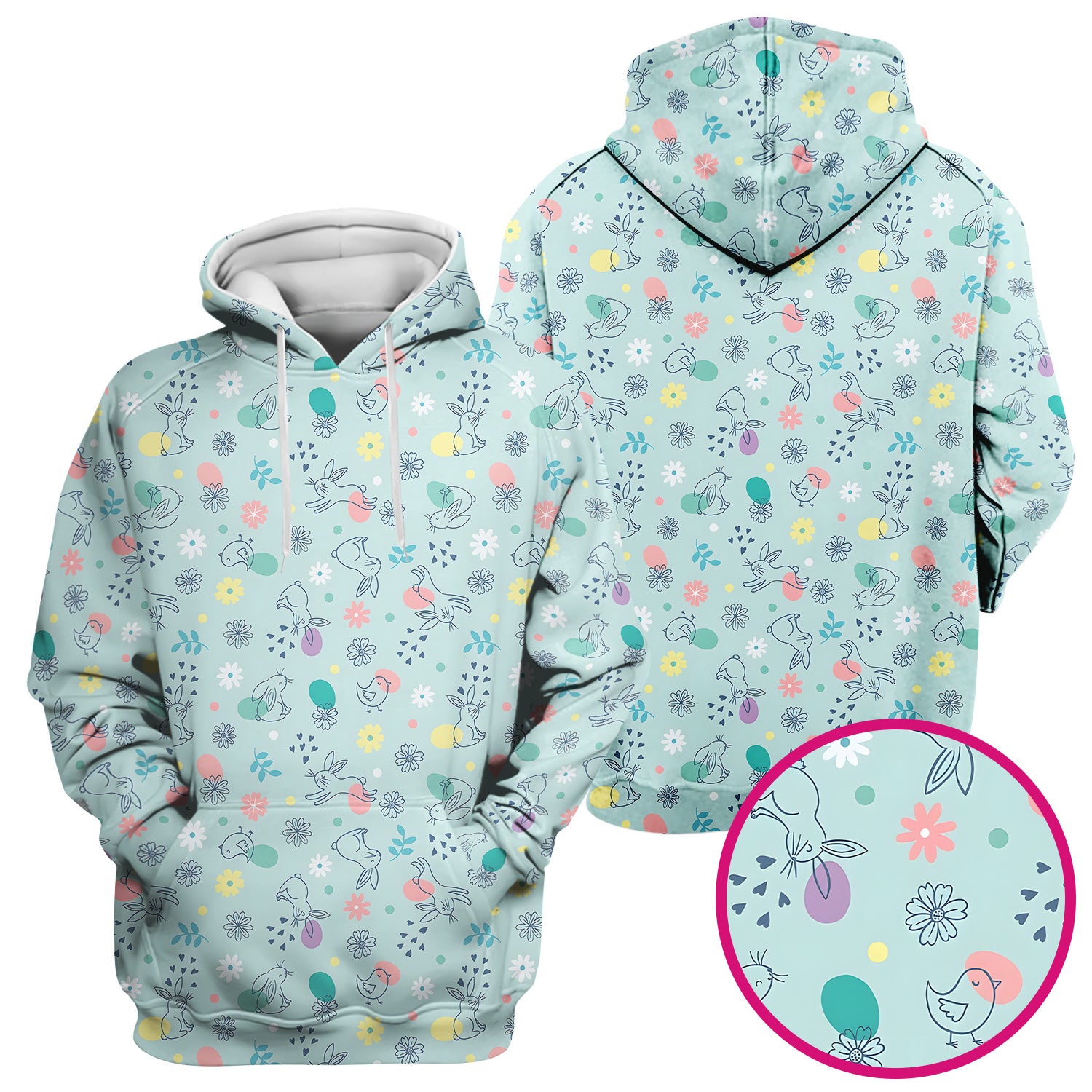Whimsical Easter Bunny Eggs Pattern Scrub Top, Comfortable Scrubs for Nurses