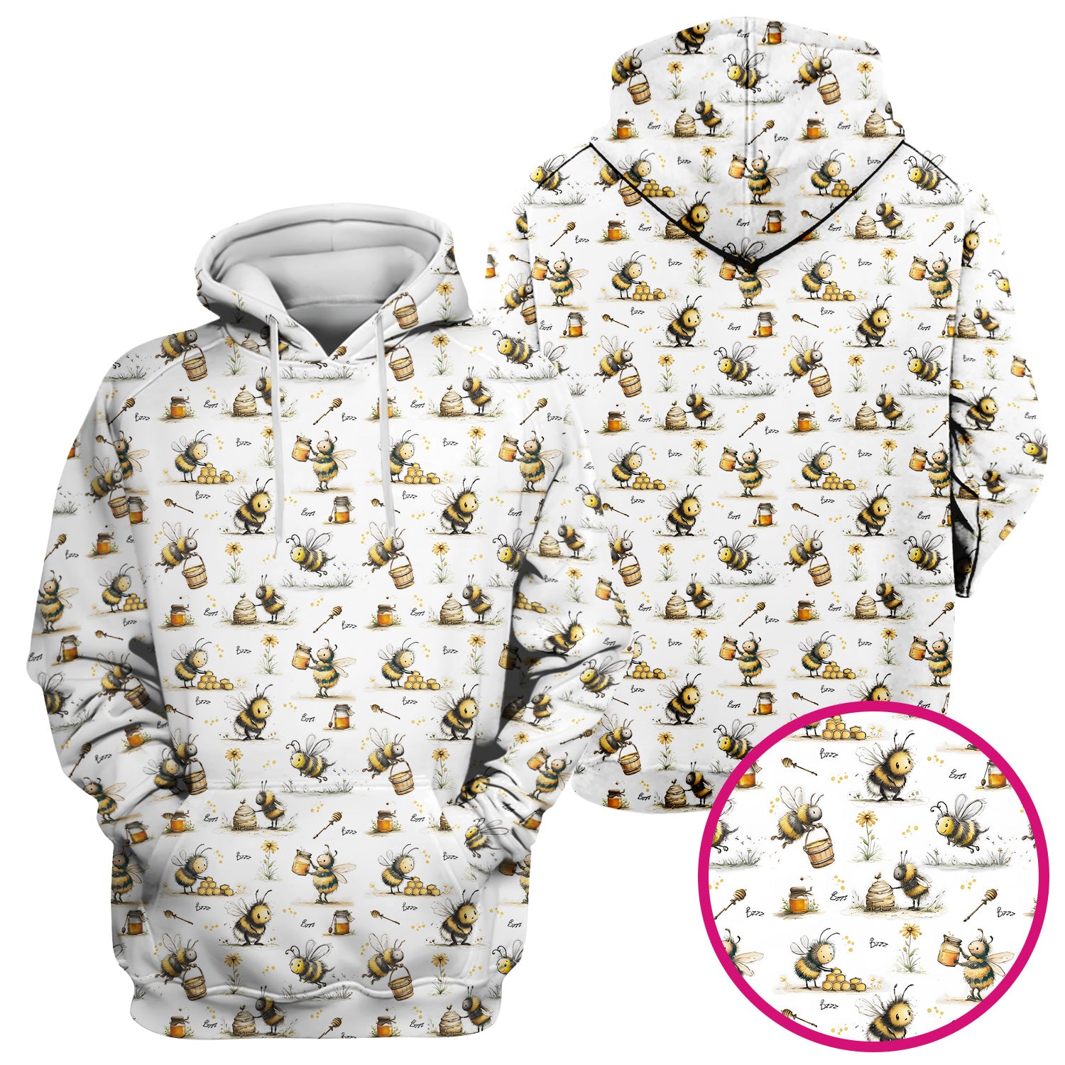 Cute Honey Bee Jar Garden Pattern Scrub Top, Comfortable Scrubs for Nurses