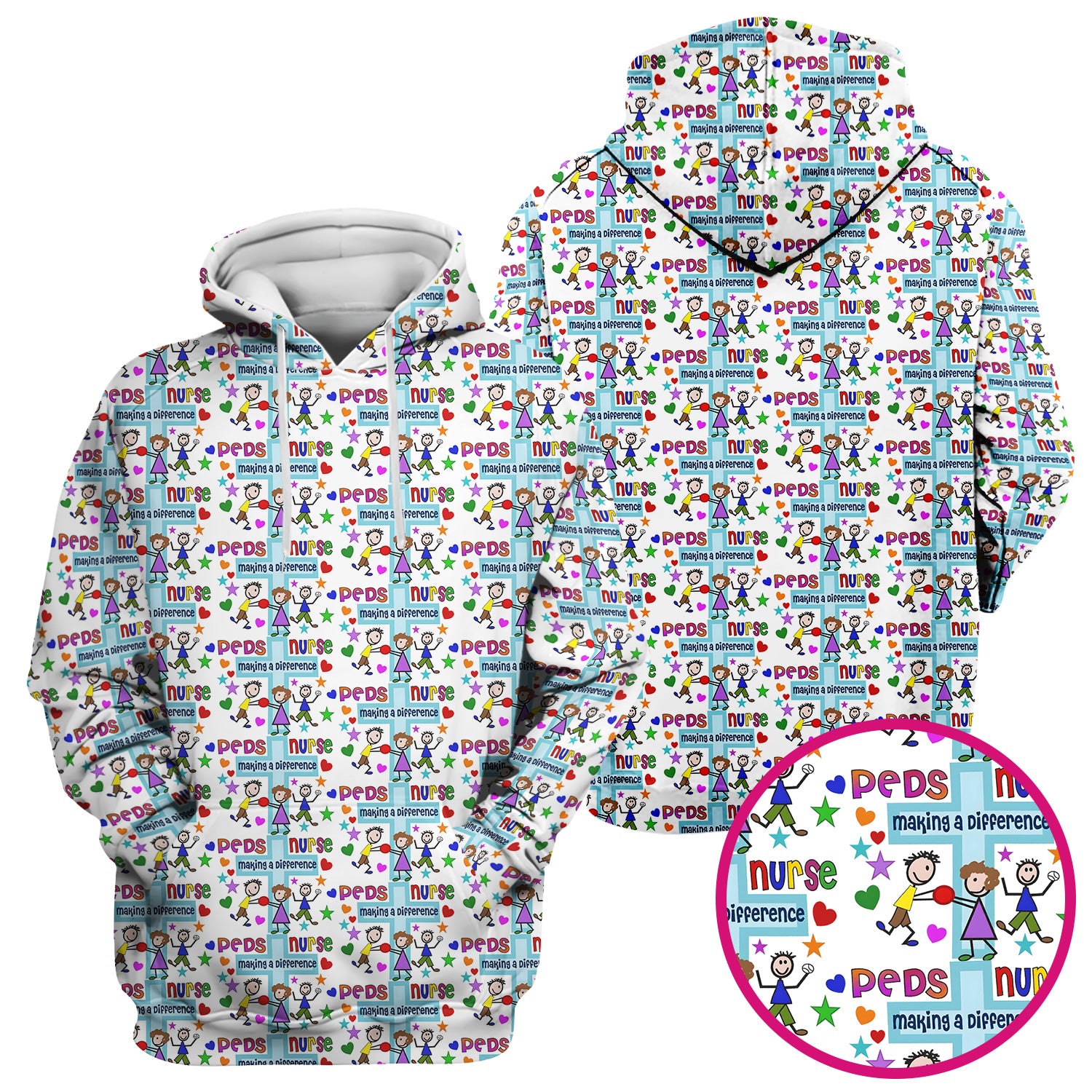 Peds Nurse Making A Difference Pattern Scrub Top, Comfortable Scrubs for Nurses
