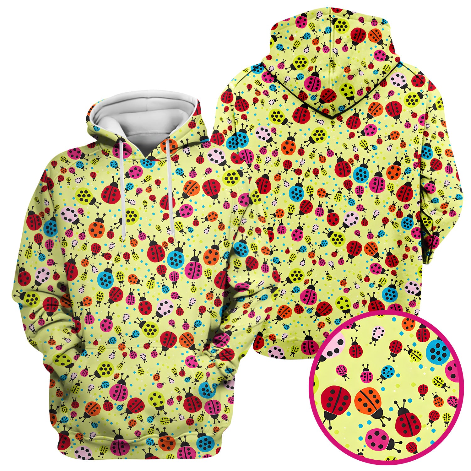 Colorful Ladybug Garden Pattern Scrub Top, Comfortable Scrubs for Nurses