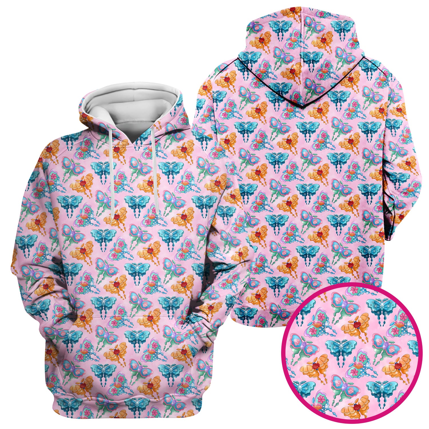 Colorful Butterfly With Floral Blossom Pattern Scrub Top, Comfortable Scrubs for Nurses