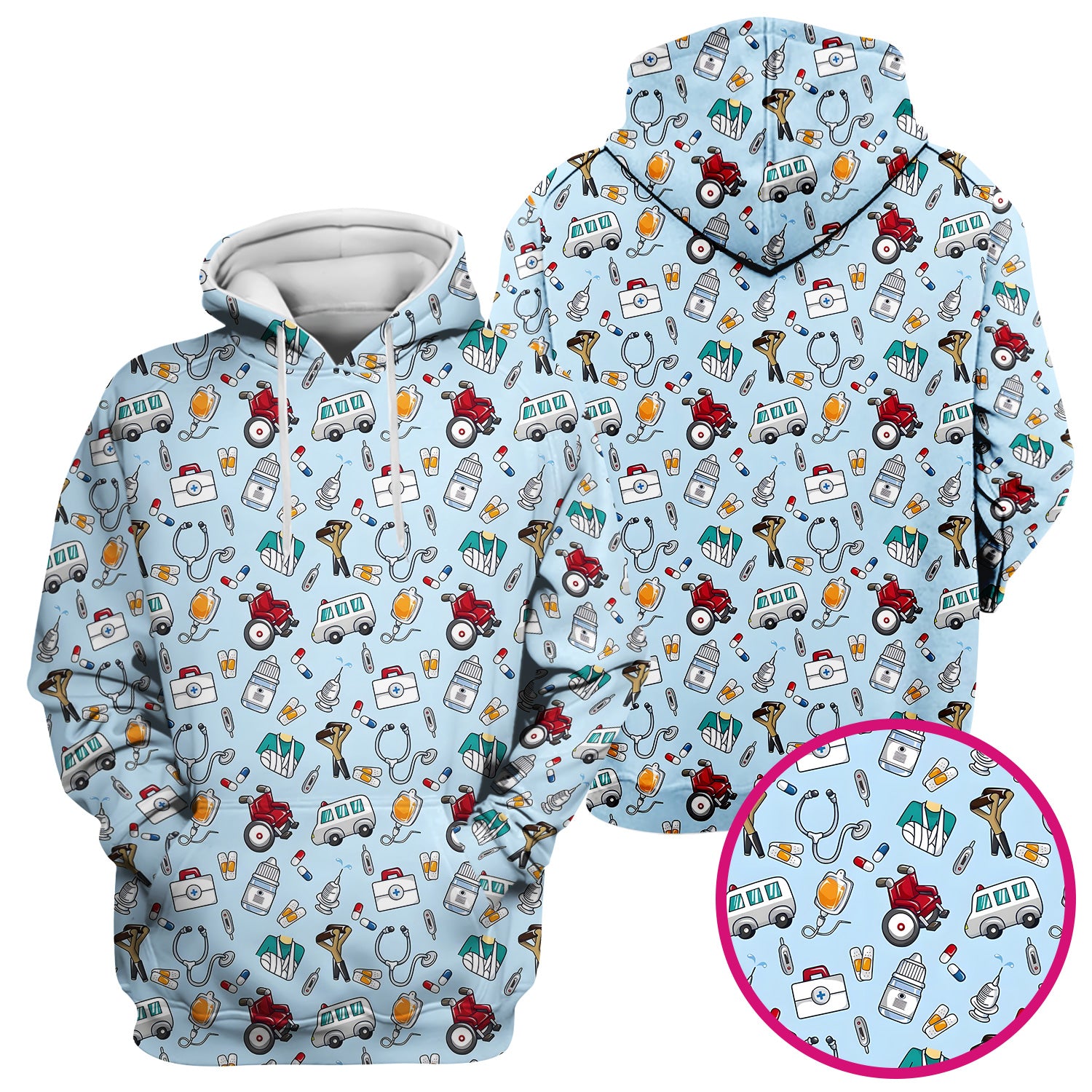 Care Medical Tools & Emergency Transport Pattern Scrub Top, Comfortable Scrubs for Nurses