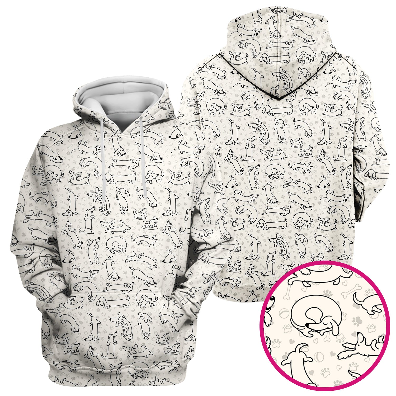 Playful Dachshund Dog Line Art Print Scrub Top, Comfortable Scrubs for Nurses