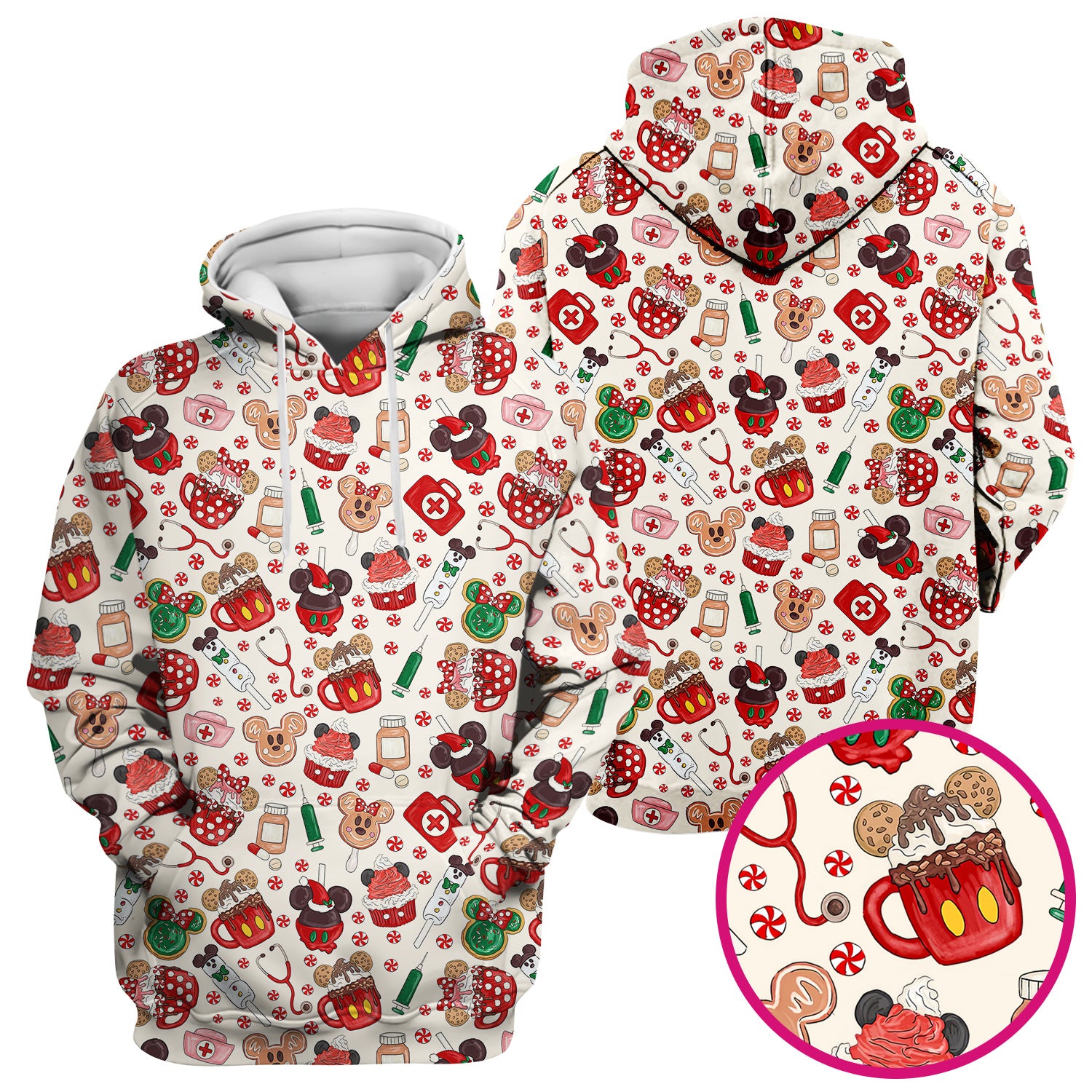 Christmas Scrub Top for Nurses - Cute Gingerbread Cupcake Candy Medical Shirt - Xmas Holiday Uniform for Women RN CNA LPN