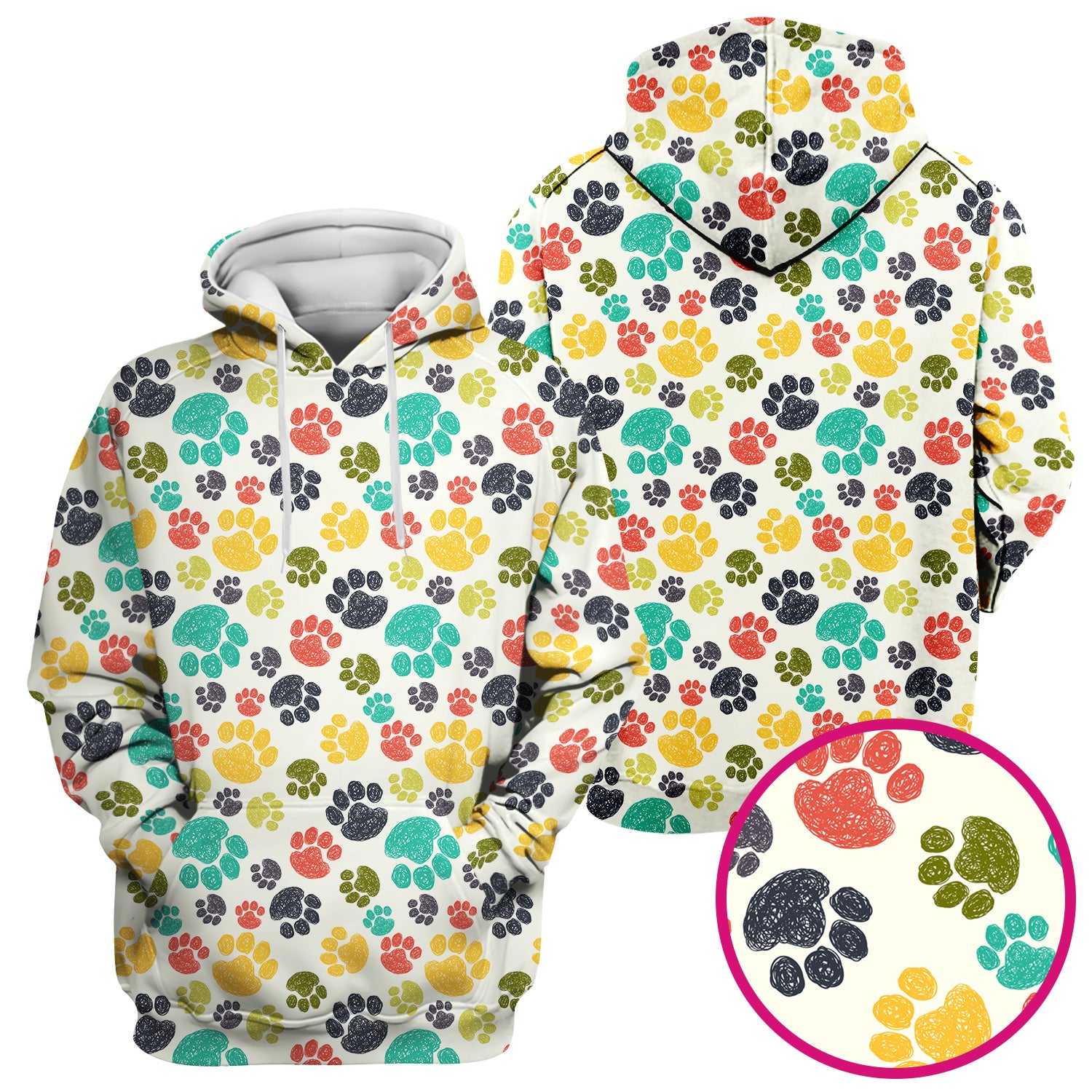 Colorful Paw Print Animal Pattern Scrub Top, Comfortable Scrubs for Nurses