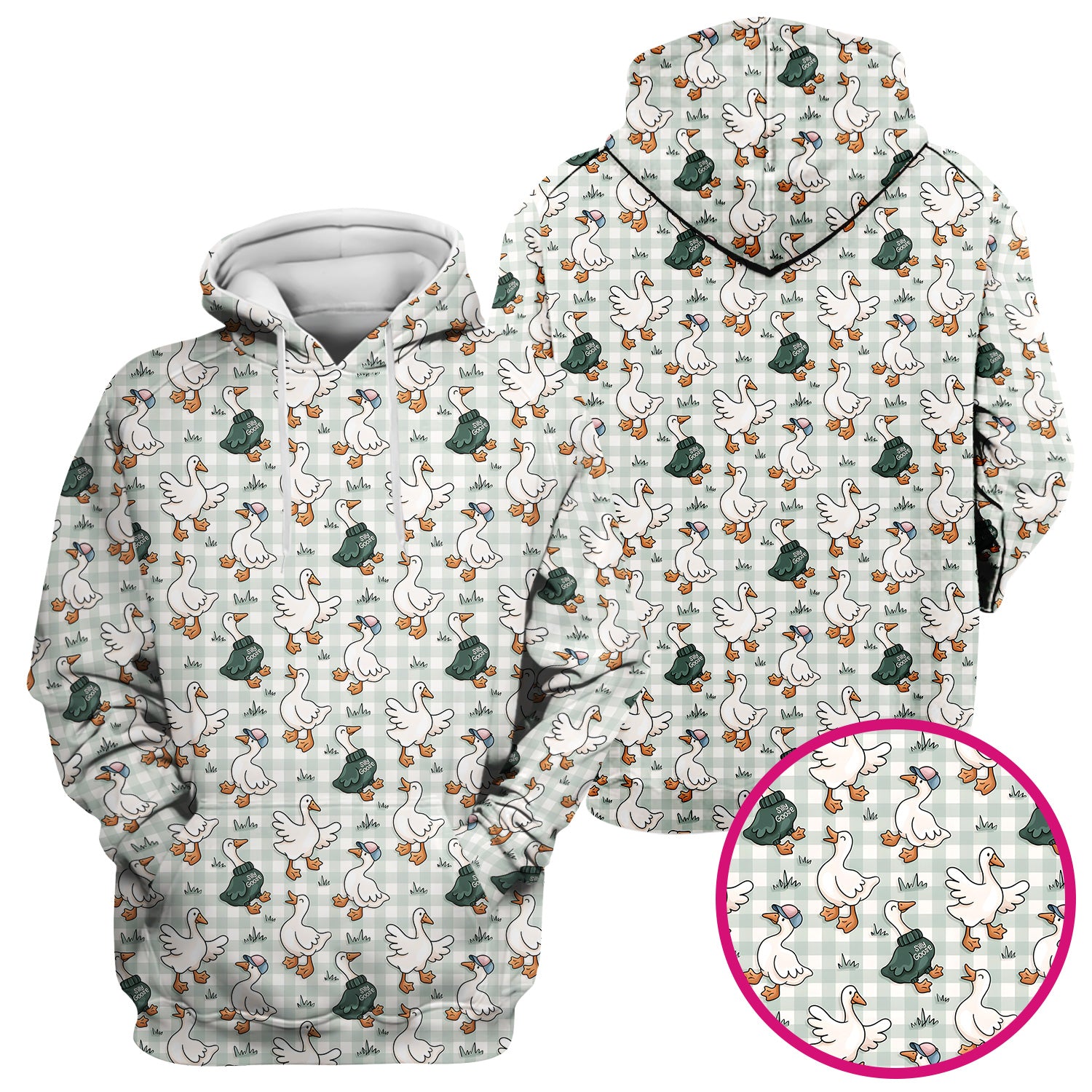 Funny Goose Wearing Sweater On Plaid Background Pattern Scrub Top, Comfortable Scrubs for Nurses