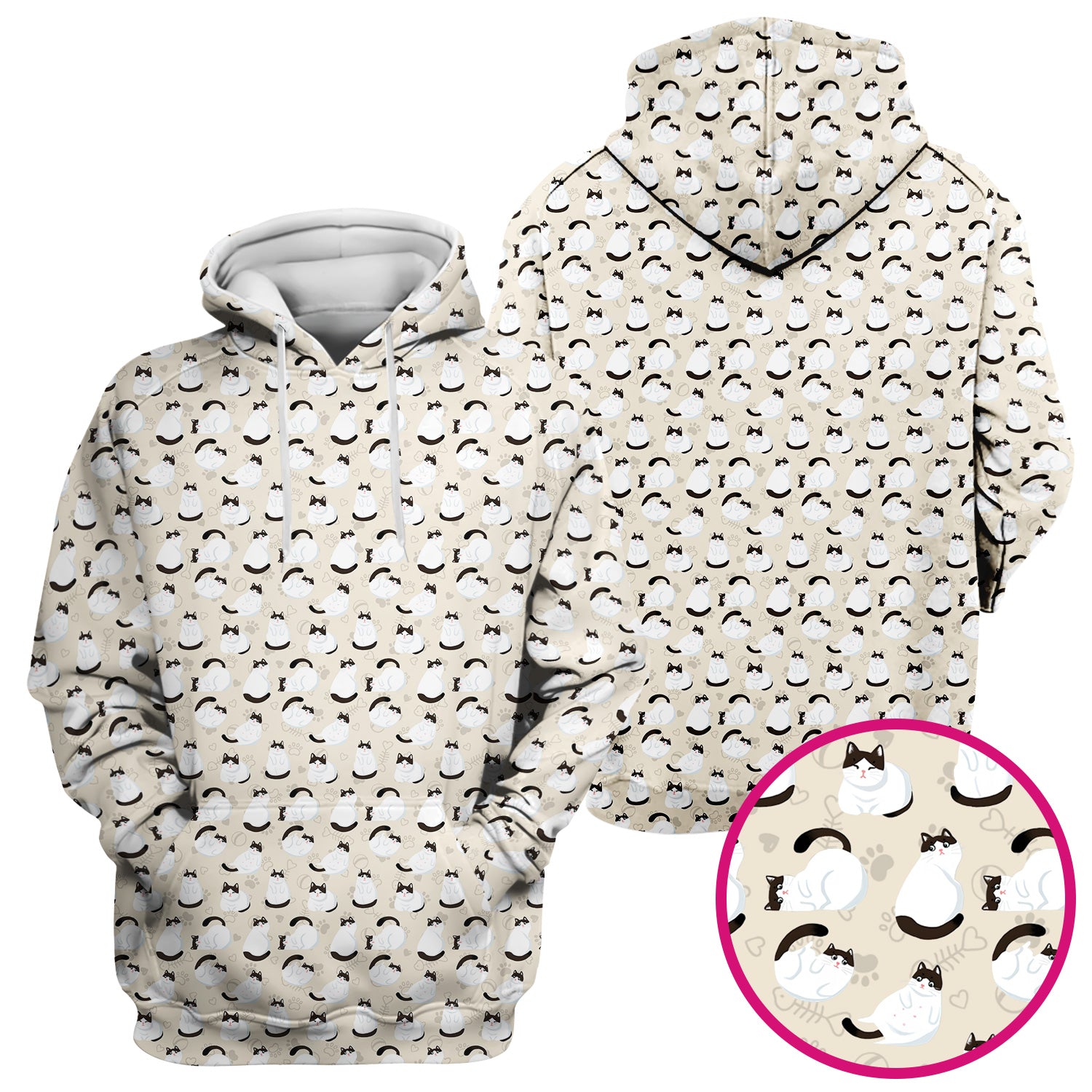 Cute Cat Pattern Medical Scrub Top, Breathable Fabrics Nursing Uniform
