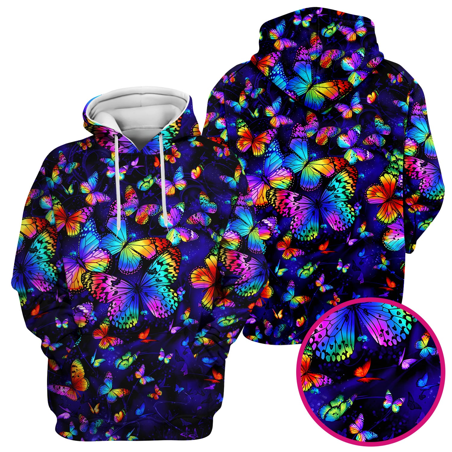 Vibrant Rainbow Butterfly Galaxy Pattern Scrub Top, Comfortable Scrubs for Nurses