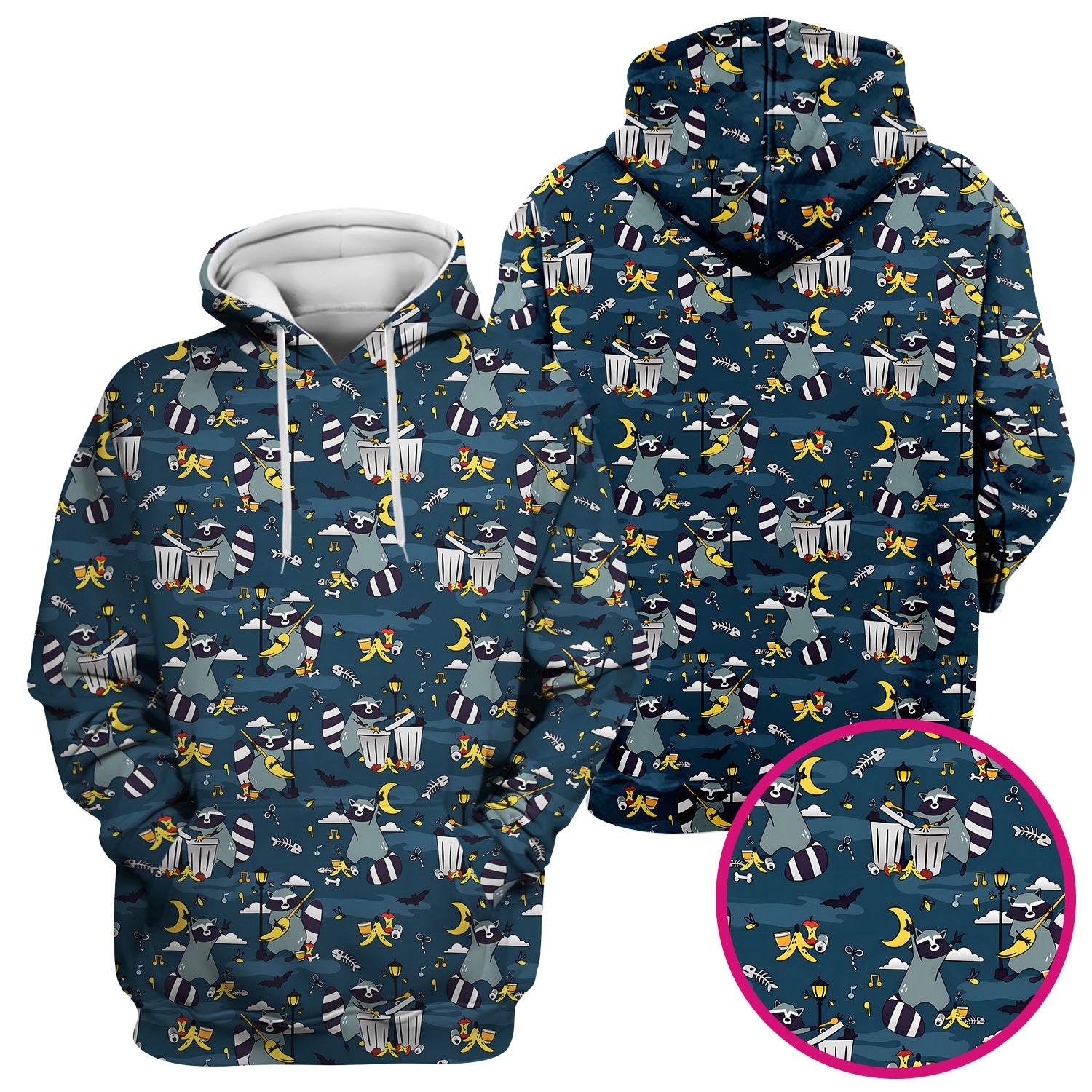 Raccoon Night Trash And Banana Peel Scrub Top, Breathable Fabrics Nursing Uniform