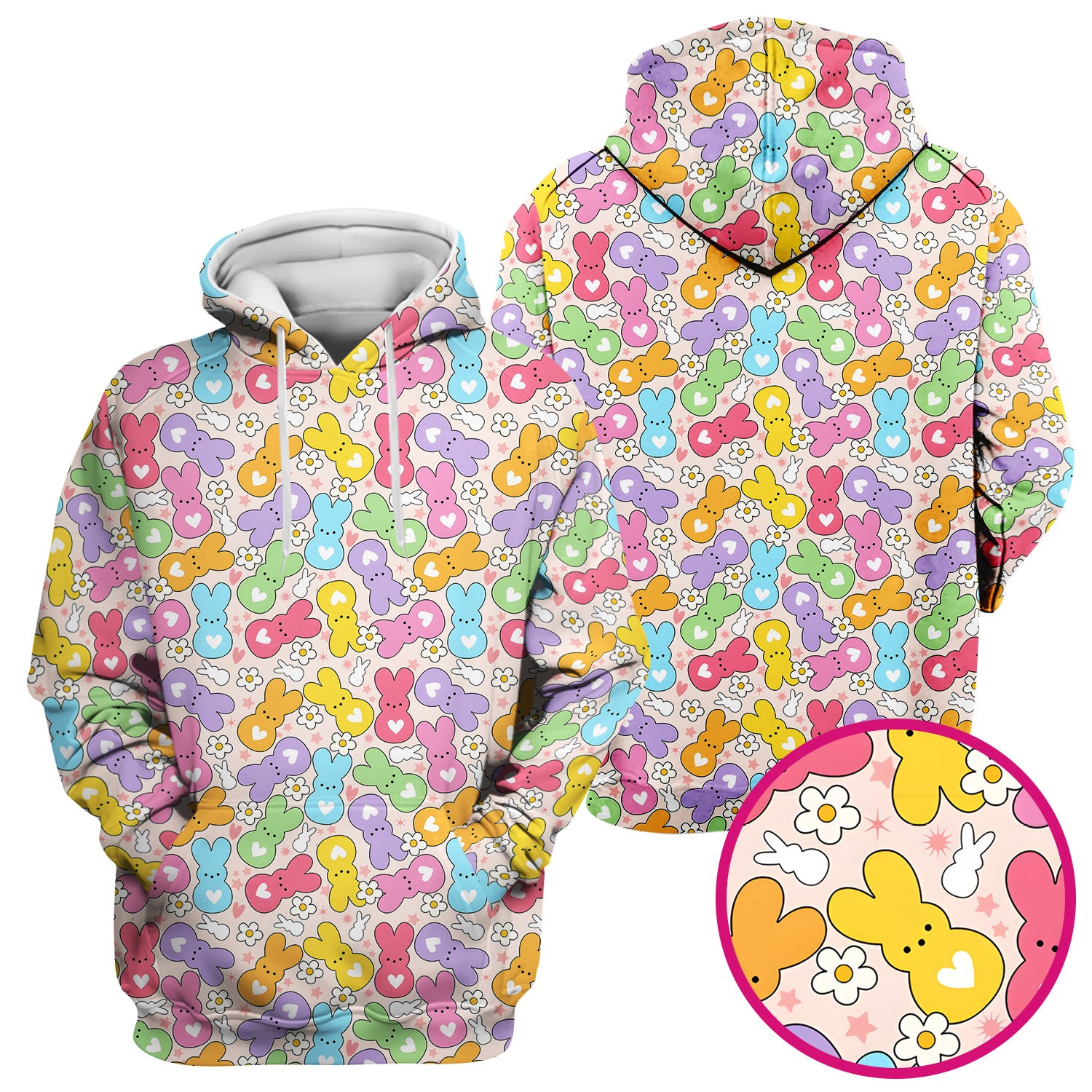 Sweet Pastel Bunny Daisy Pattern Scrub Top, Comfortable Scrubs for Nurses, Easter