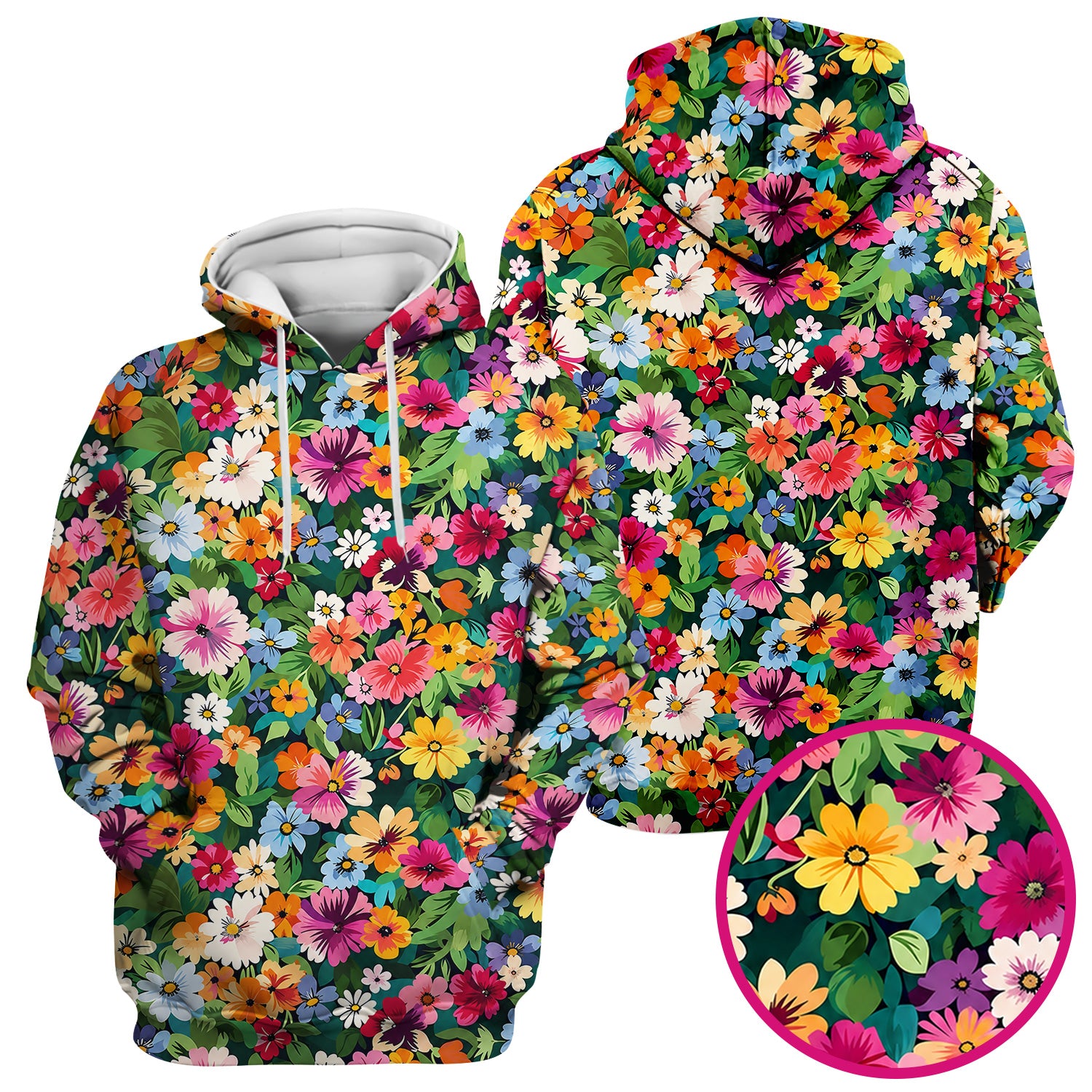 Colorful Wildflower Garden Pattern Scrub Top, Comfortable Scrubs for Nurses