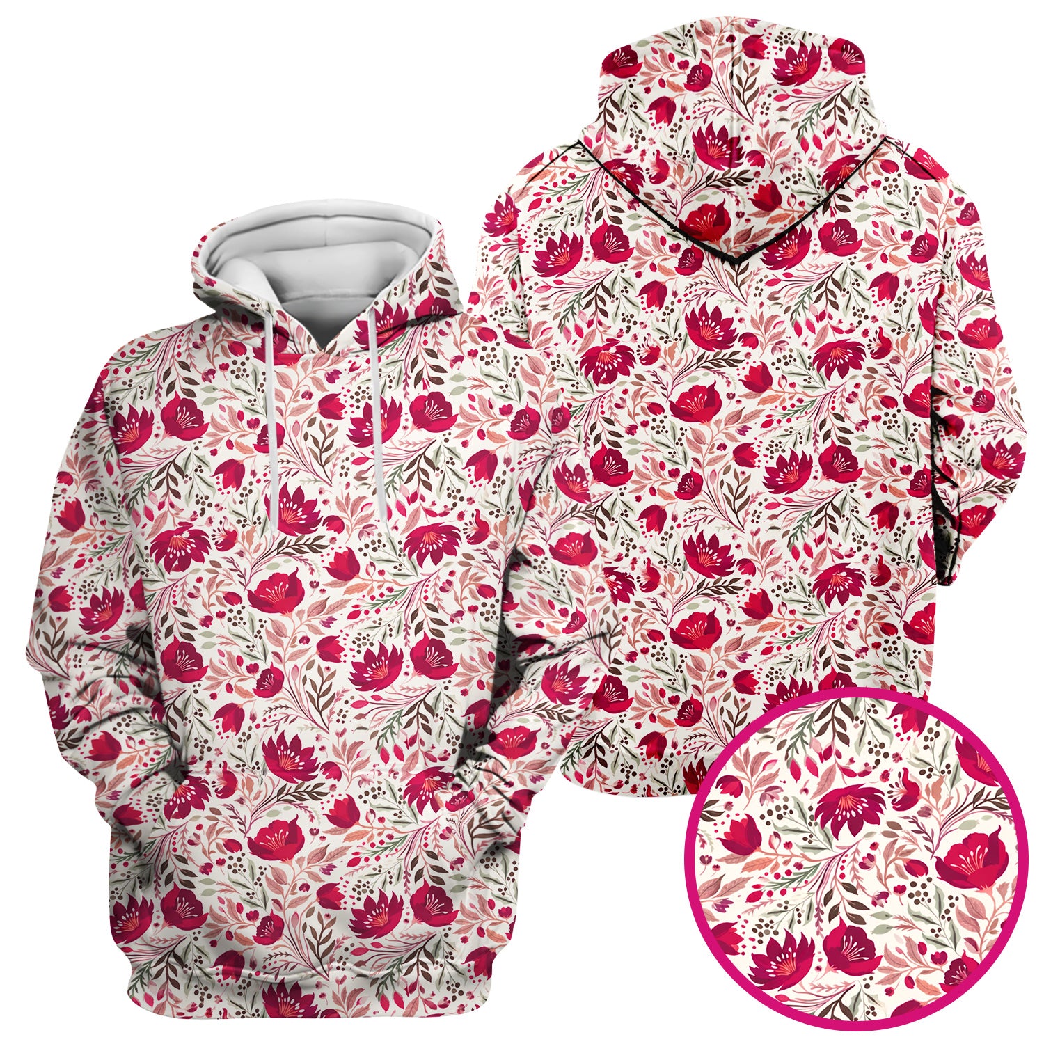 Elegant Floral Botanical Pattern Scrub Top, Breathable Fabrics Nursing Uniform
