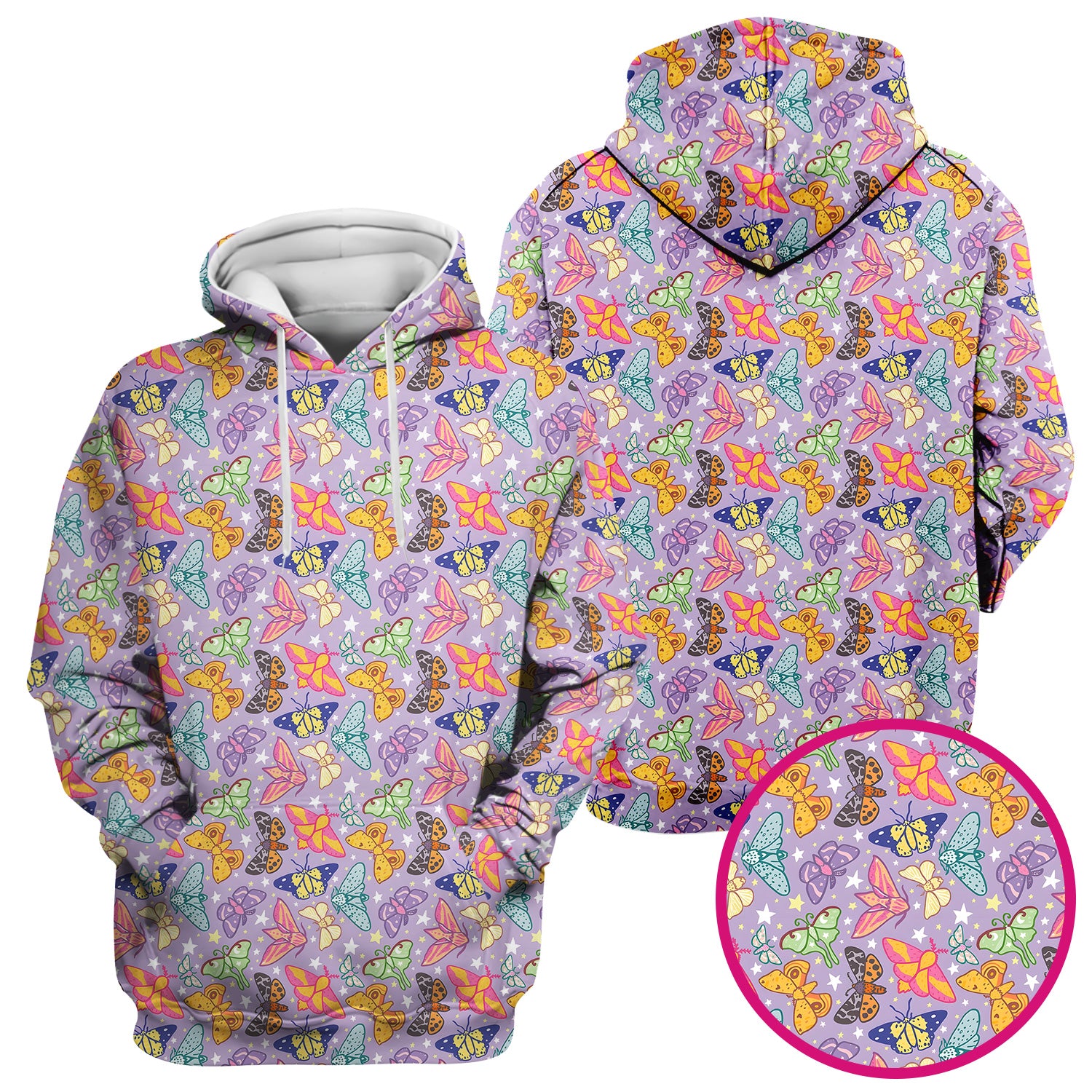 Colorful Butterfly Moth Pattern Scrub Top, Comfortable Scrubs for Nurses