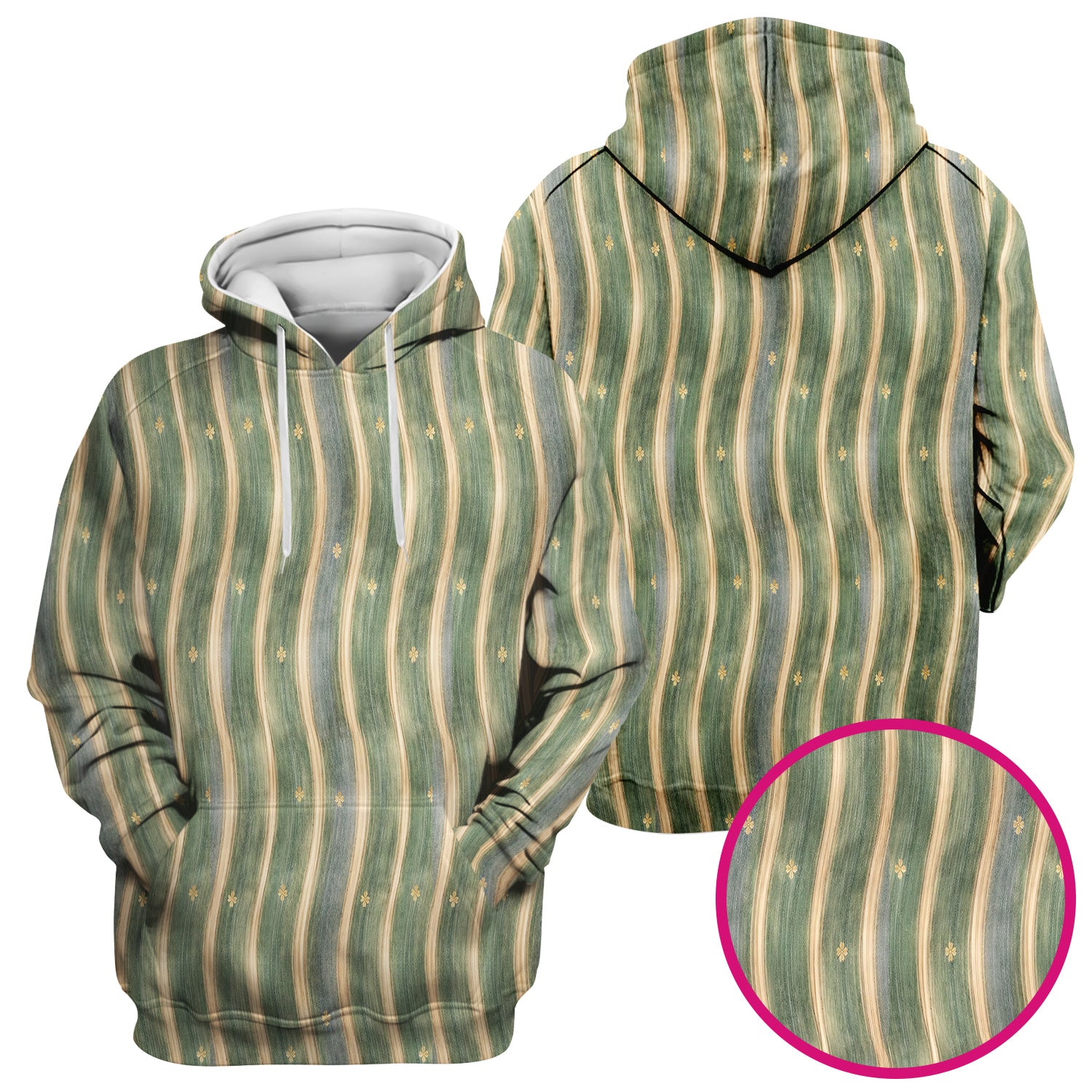Charming Nurse Green Vertical Stripe Small Floral Pattern Scrub Top, Comfortable Scrubs for Nurses