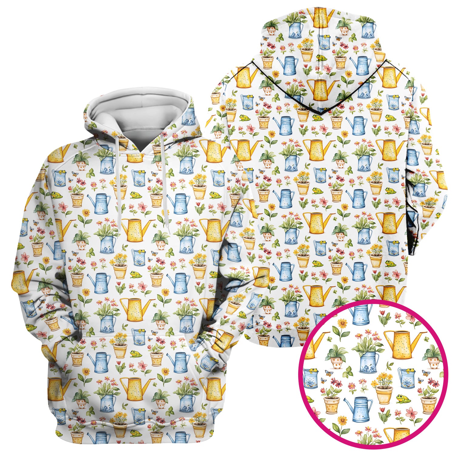 Watering Can and Flower Pot Garden Scrub Top, Comfortable Scrubs for Nurses