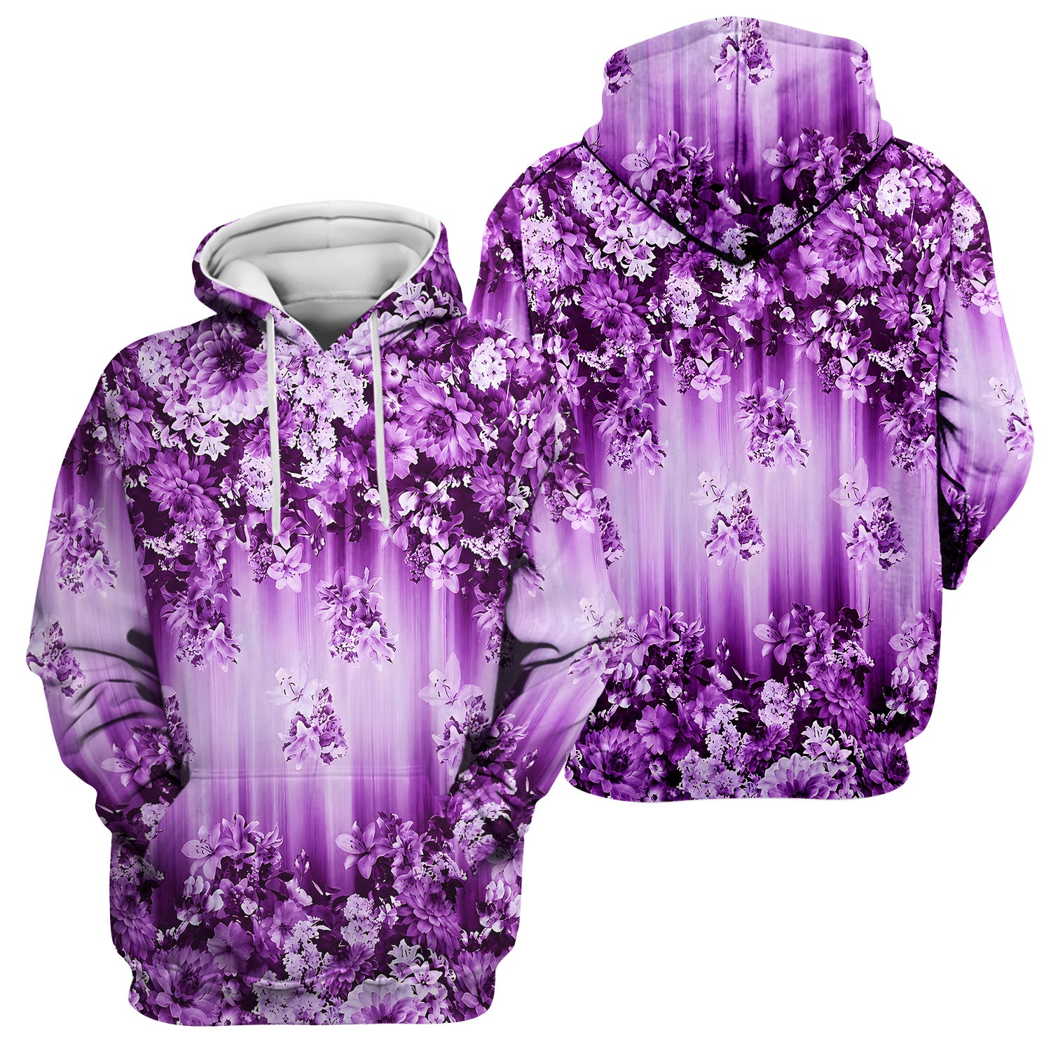 Purple Blossom Garden Pattern Scrub Top, Comfortable Scrubs for Nurses