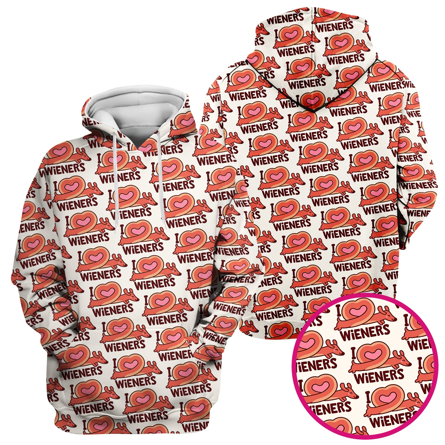 I Love Wieners Dachshund Heart Pattern Scrub Top, Comfortable Scrubs For Nurses