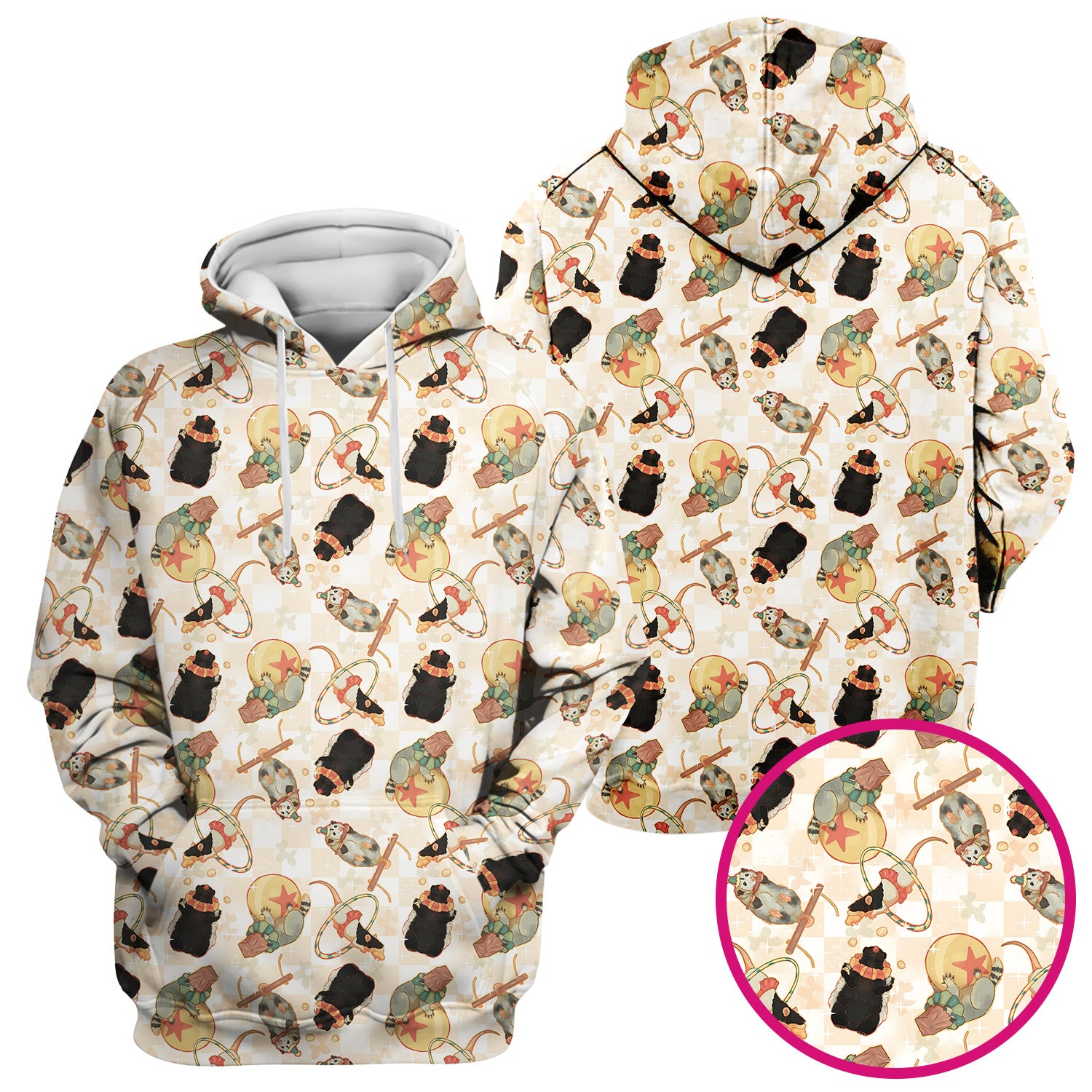 Cute Circus Animal Mouse Acrobat Pattern Scrub Top, Comfortable Scrubs for Nurses