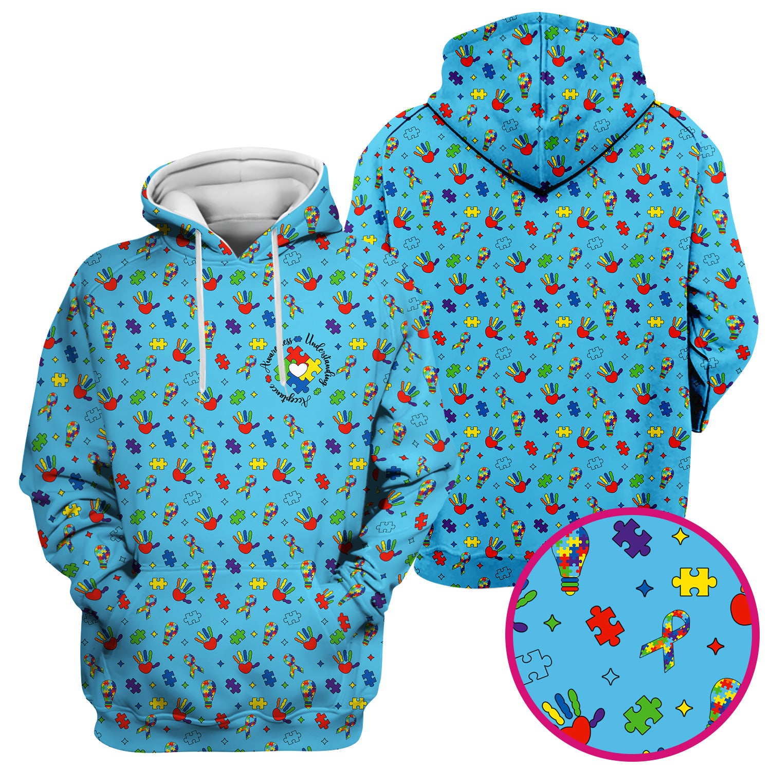 Autism Awareness Colorful Puzzle Pattern Scrub Top, Comfortable Scrubs for Nurses