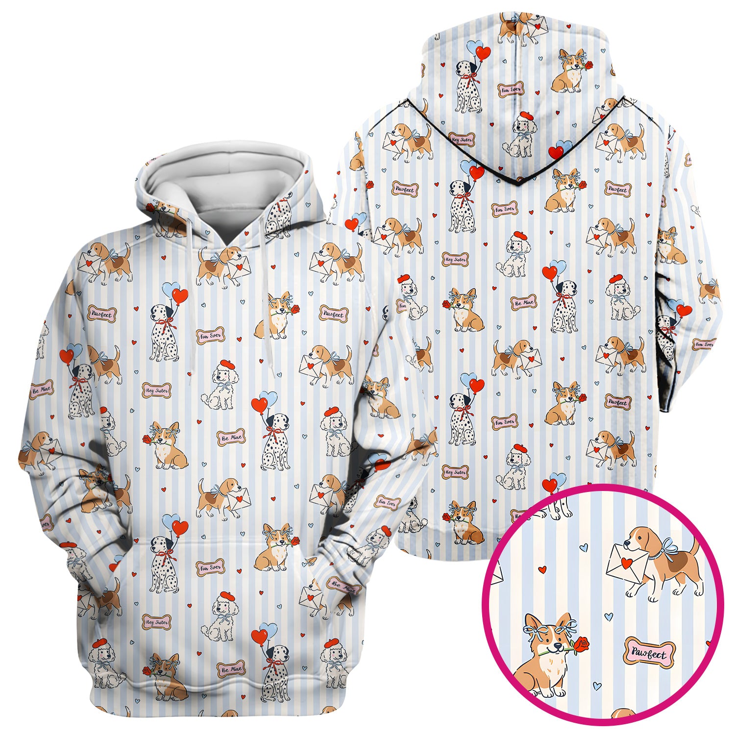 Valentine Puppy Heart Pattern Scrub Top, Comfortable Scrubs for Nurses