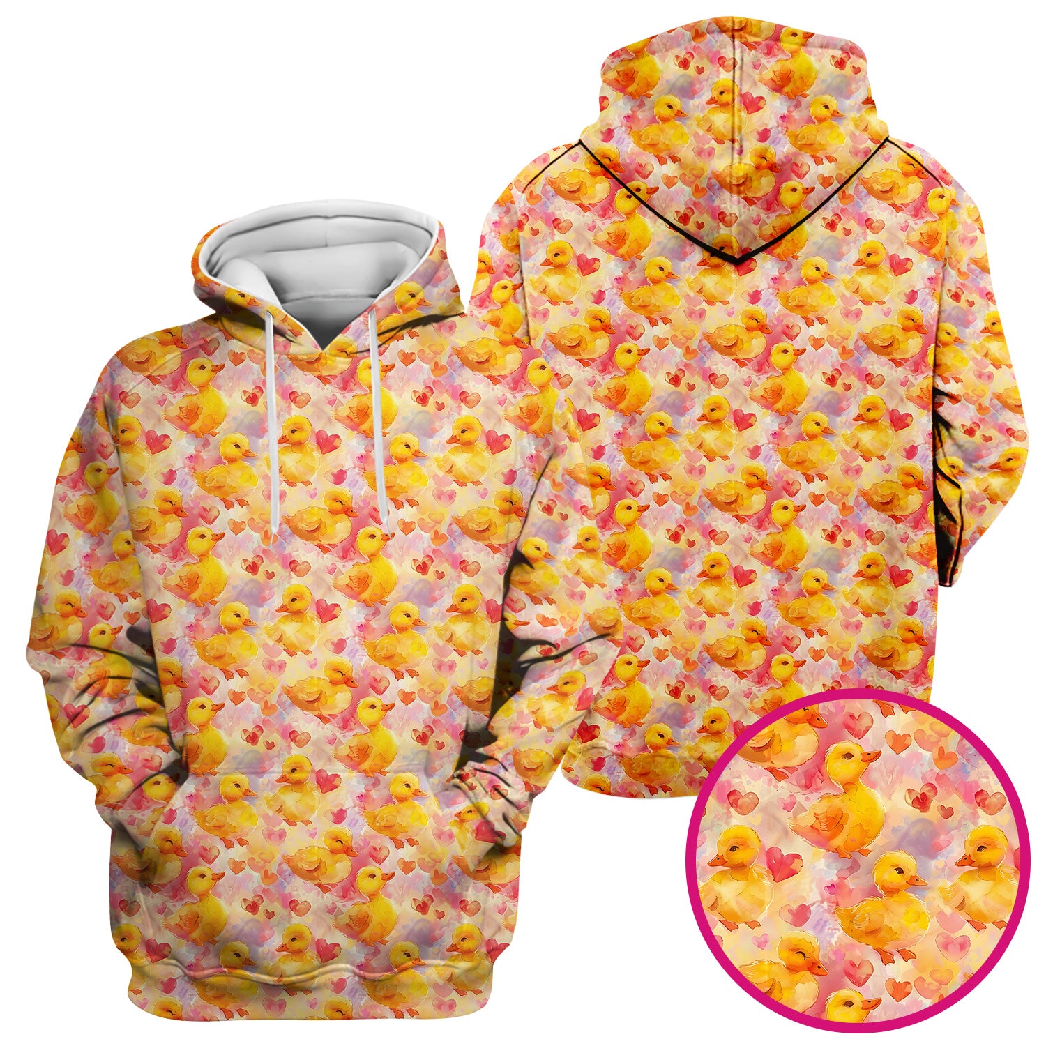 Cute Duck Heart Watercolor Pattern Scrub Top, Comfortable Scrubs for Nurses