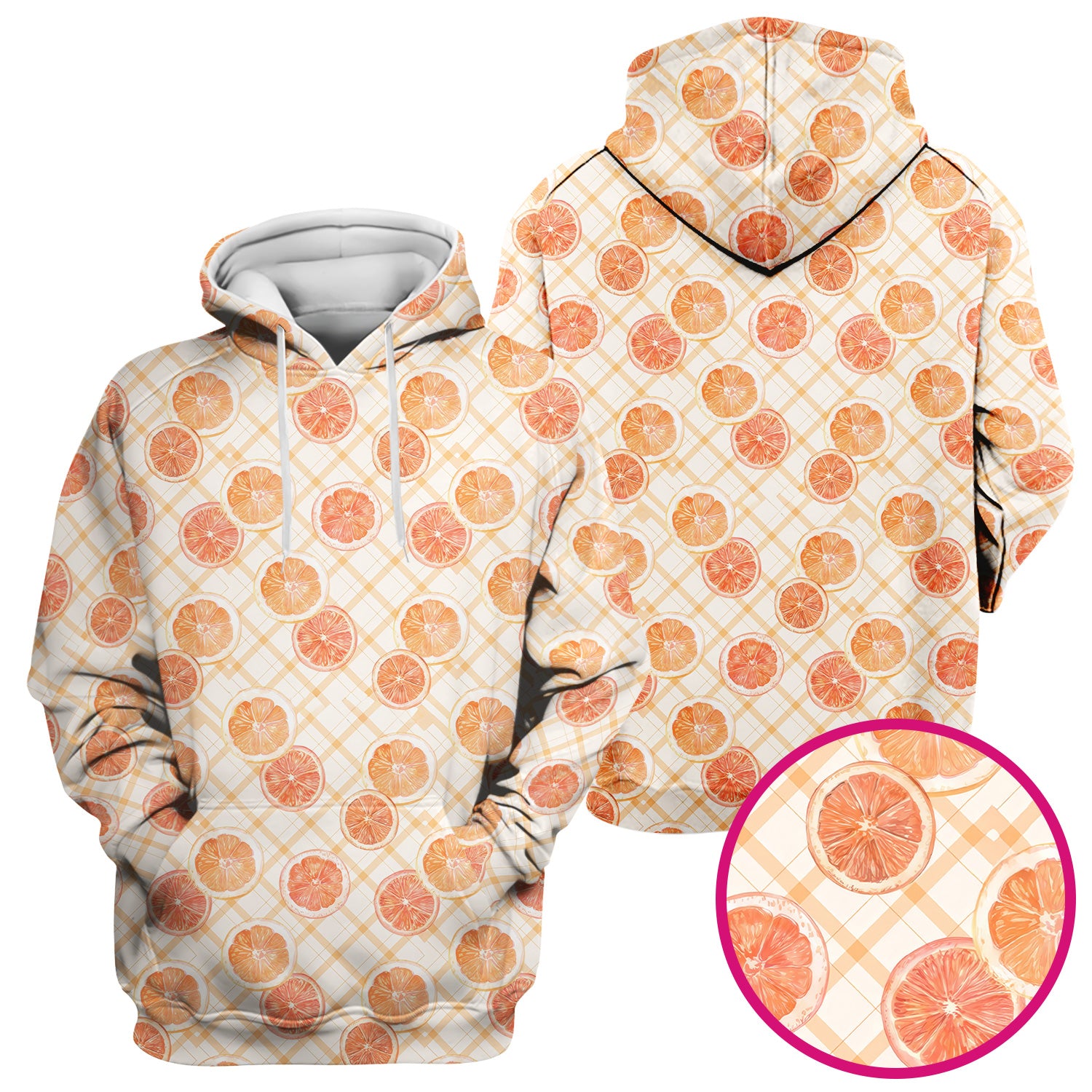 Fresh Grapefruit Slice Summer Fruit Pattern Scrubs Top, Comfortable Scrubs for Nurses