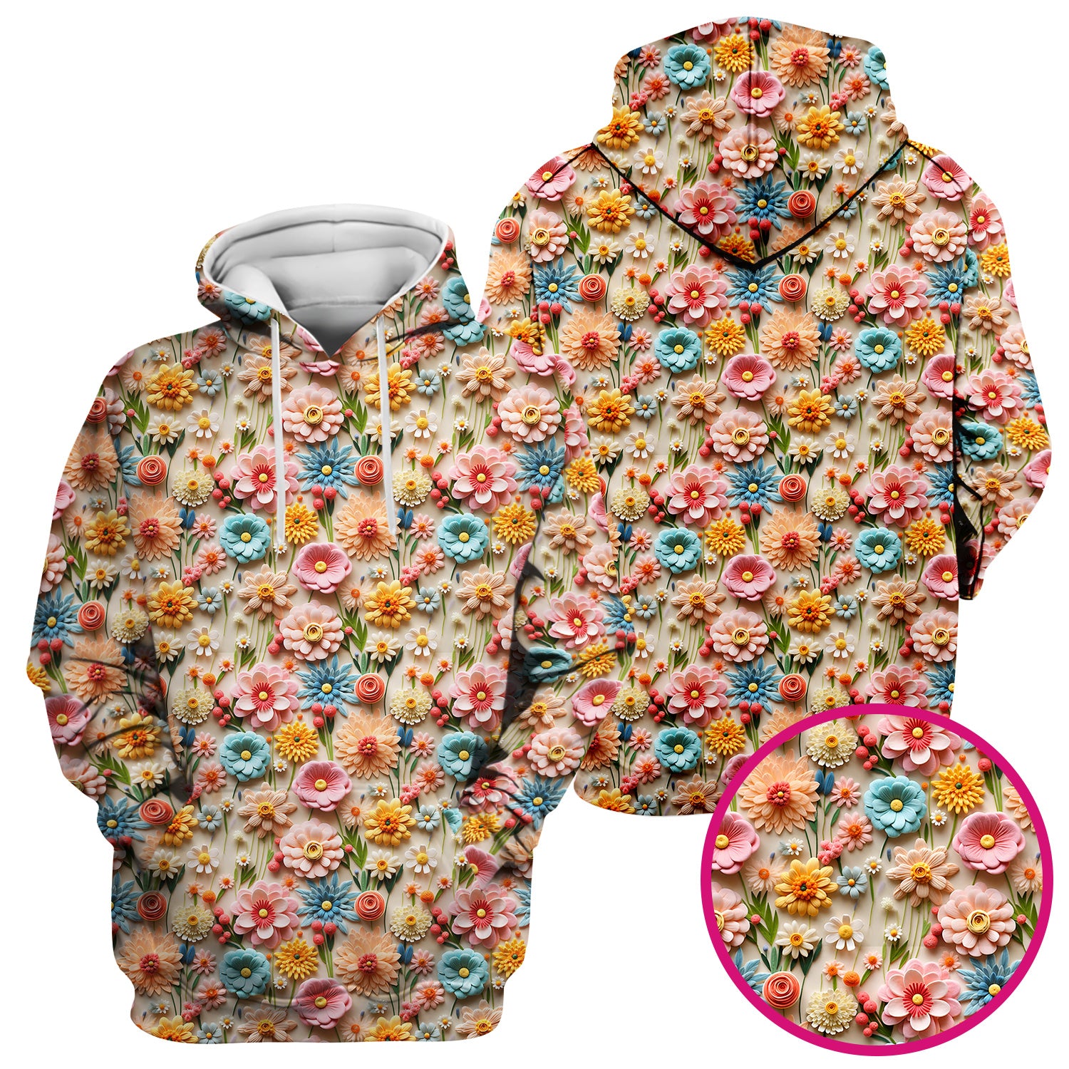 Colorful Blooming Wildflower Pattern Scrub Top, Comfortable Scrubs for Nurses