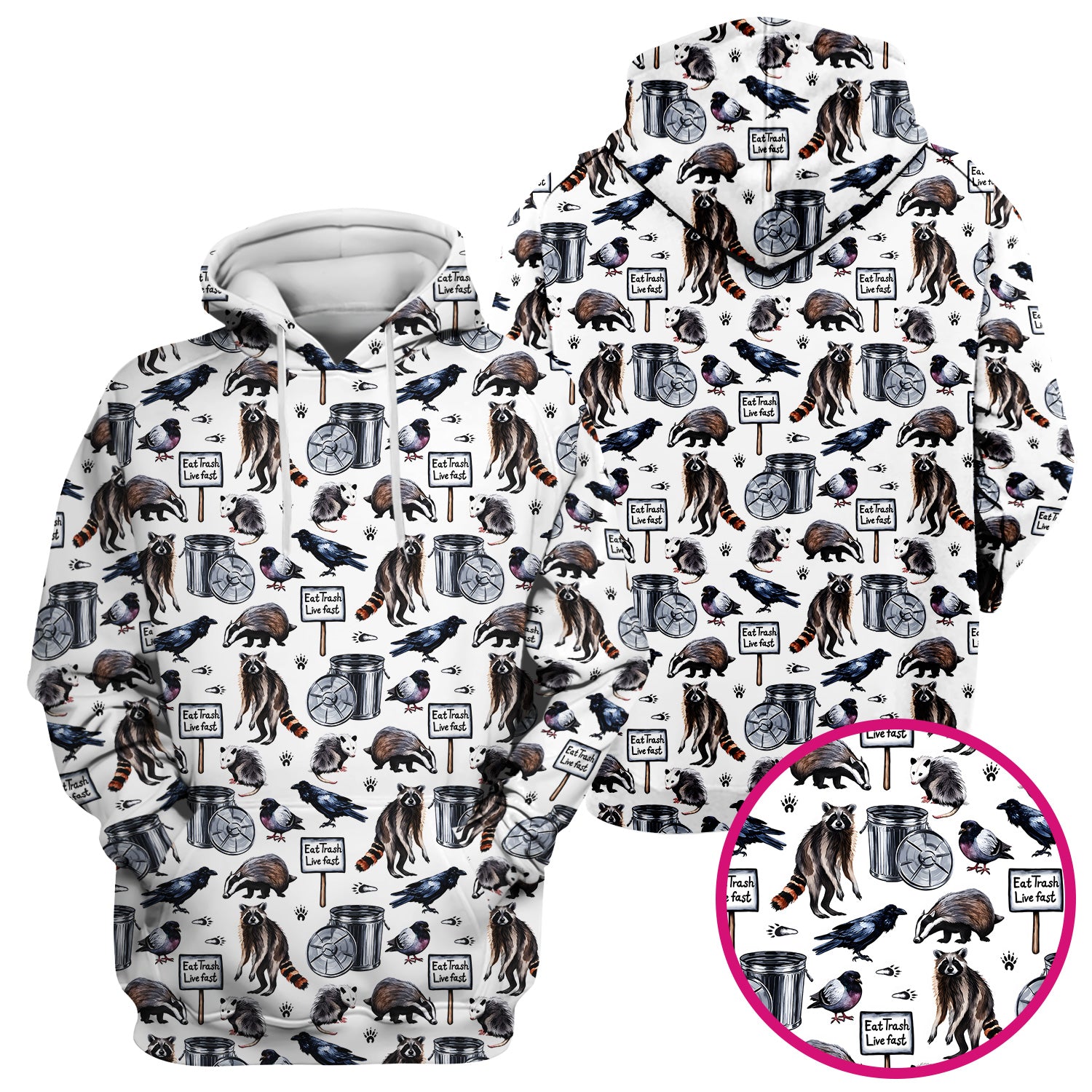 Raccoon And Opossum Eat Trash Live Fast Scrub Top, Breathable Fabrics Nursing Uniform
