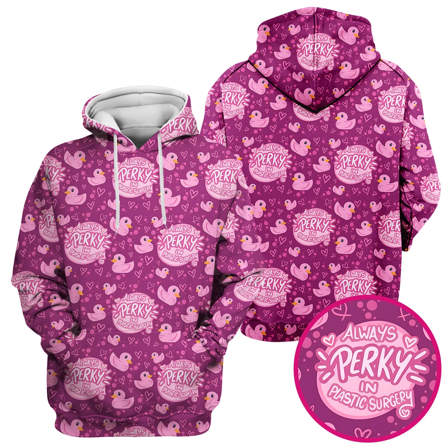 Always Perky Plastic Surgery Duck Pattern Scrub Top, Comfortable Scrubs for Nurses