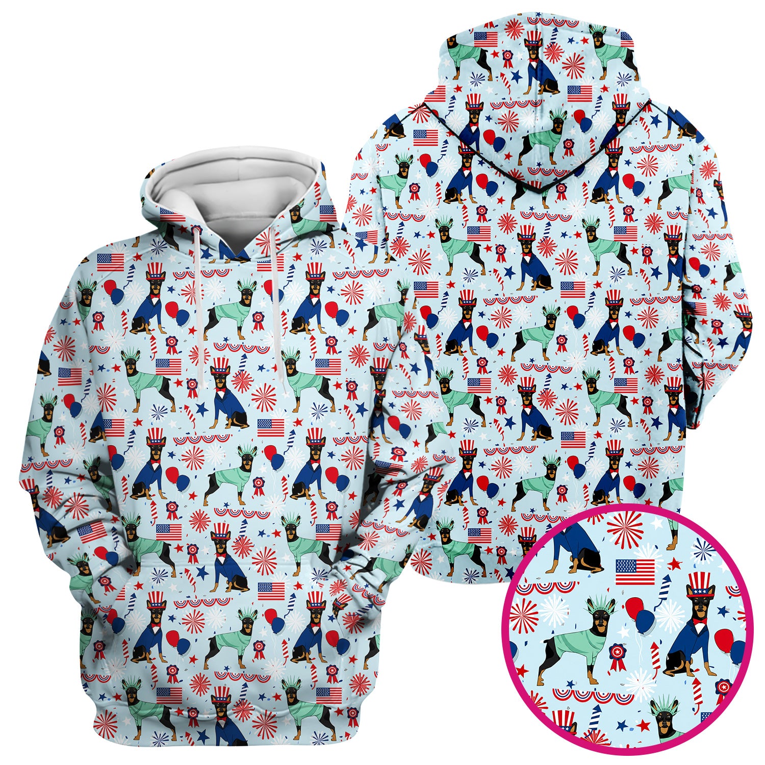 Patriotic Doberman Liberty Fireworks Pattern Scrub Top, Comfortable Scrubs for Nurses