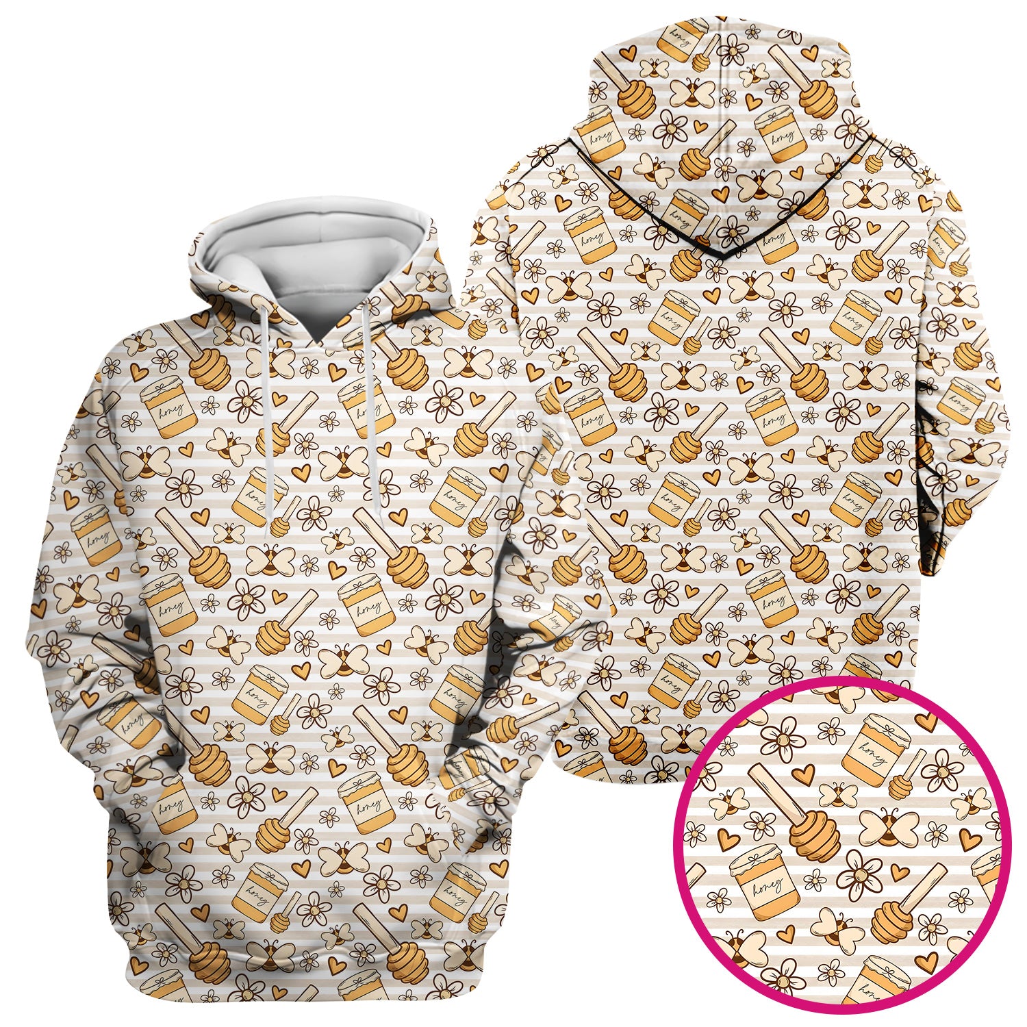 Honey Jar With Daisy Flower Pattern Scrub Top, Breathable Fabrics Nursing Uniform